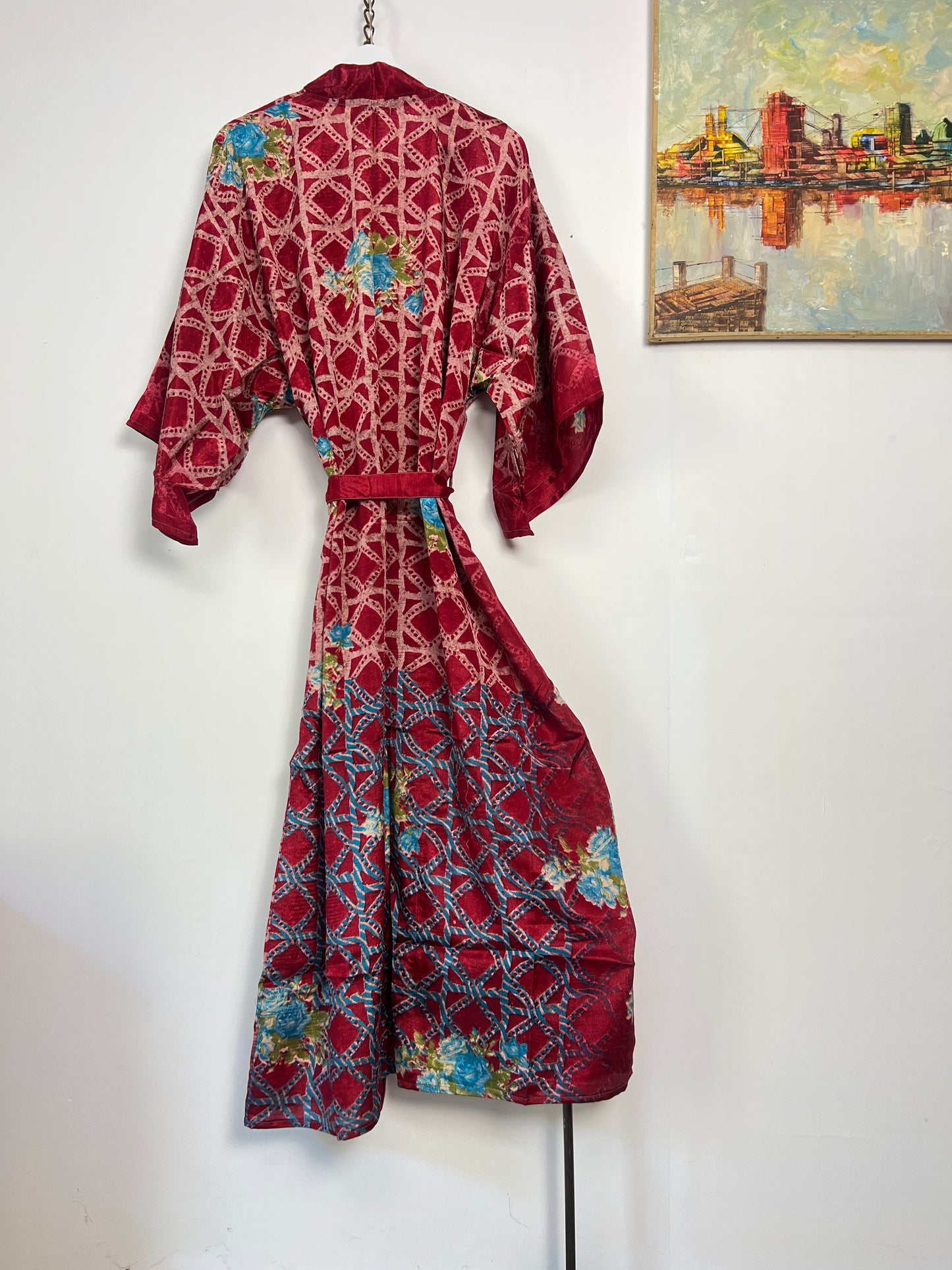 Vintage Saree Silk Kimono / Duster - Long