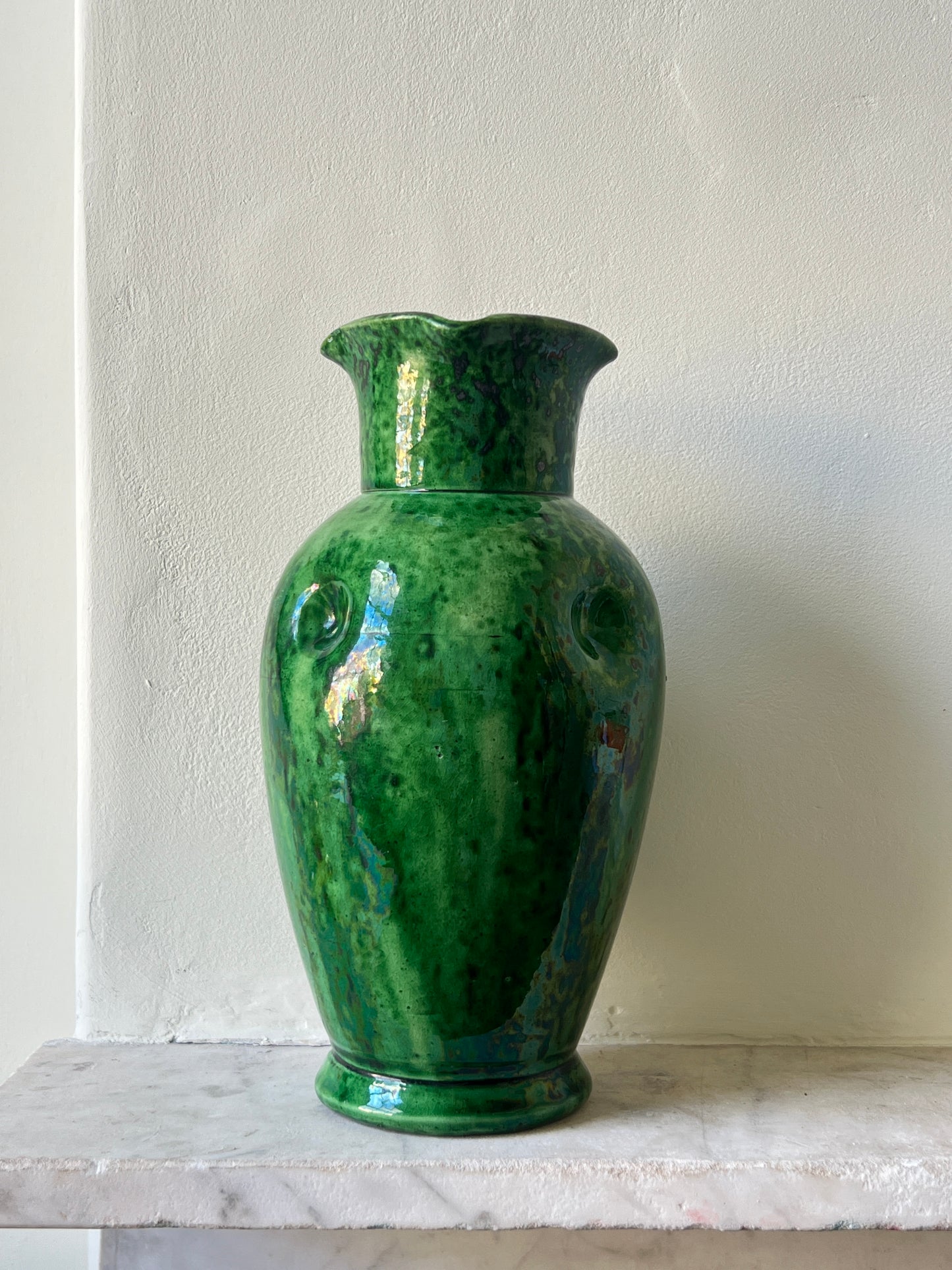 Belgian Art Nouveau Green Glazed Art Pottery Vase
