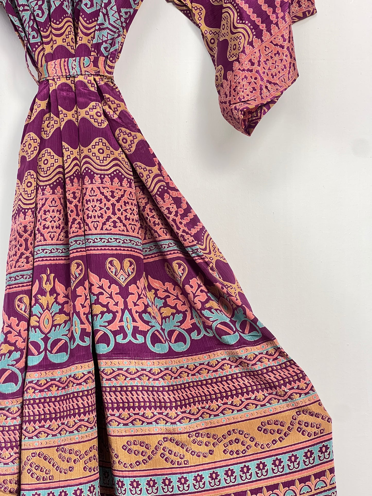 Vintage Saree Silk Kimono / Duster - Long