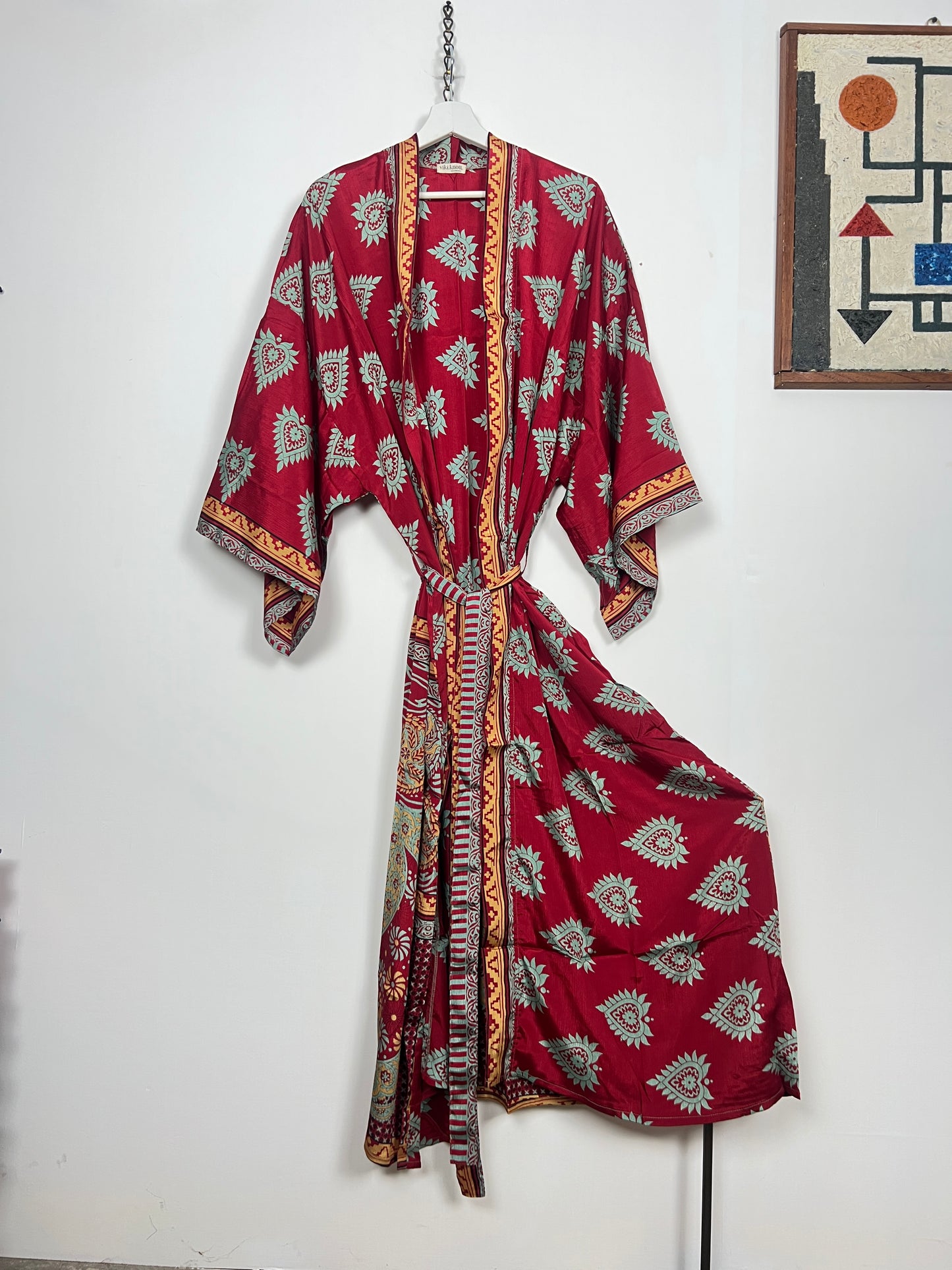 Vintage Saree Silk Kimono / Duster - Long - Wider Unisex Fit