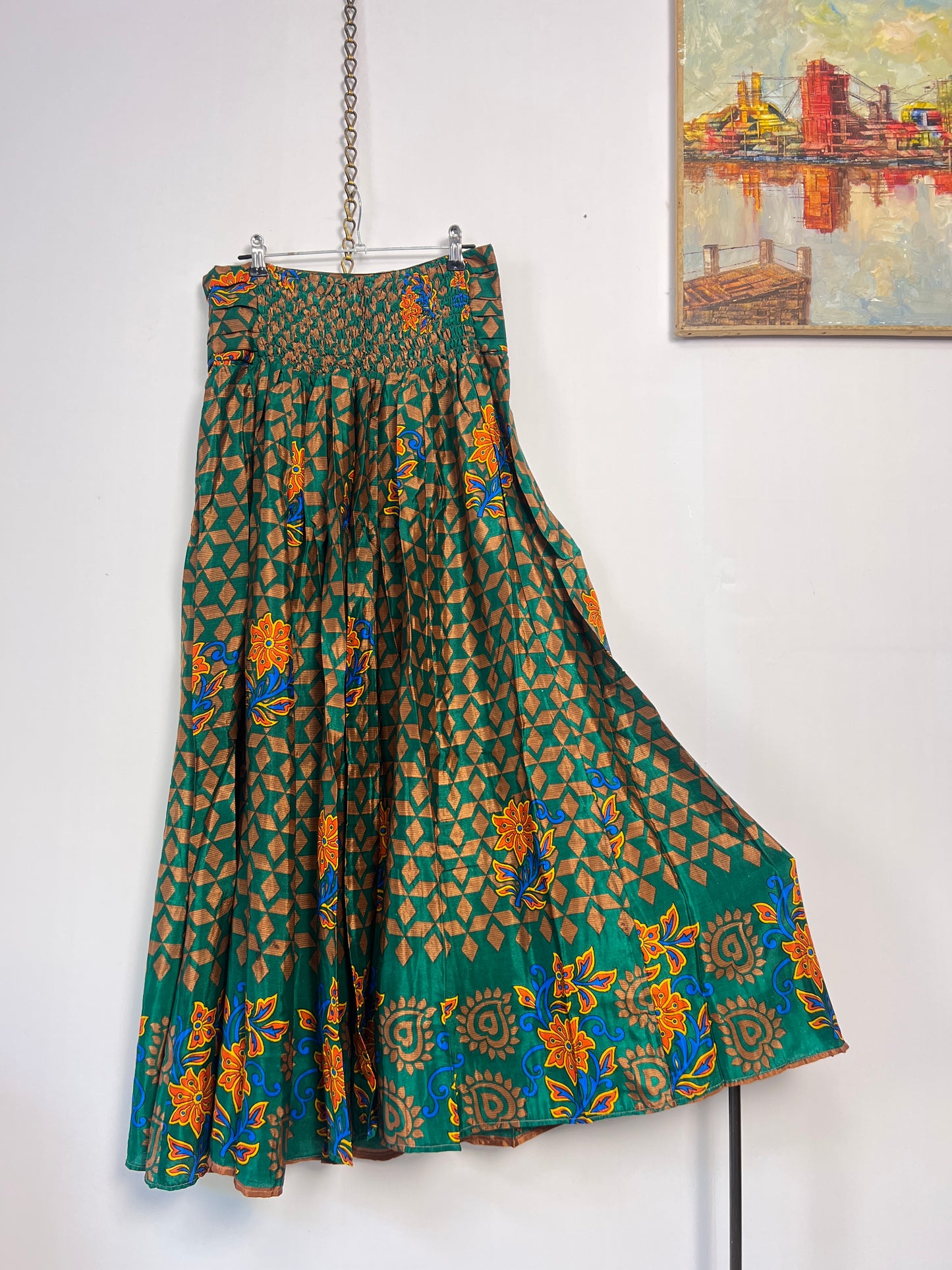 Vintage Saree Silk Pleated Skirt