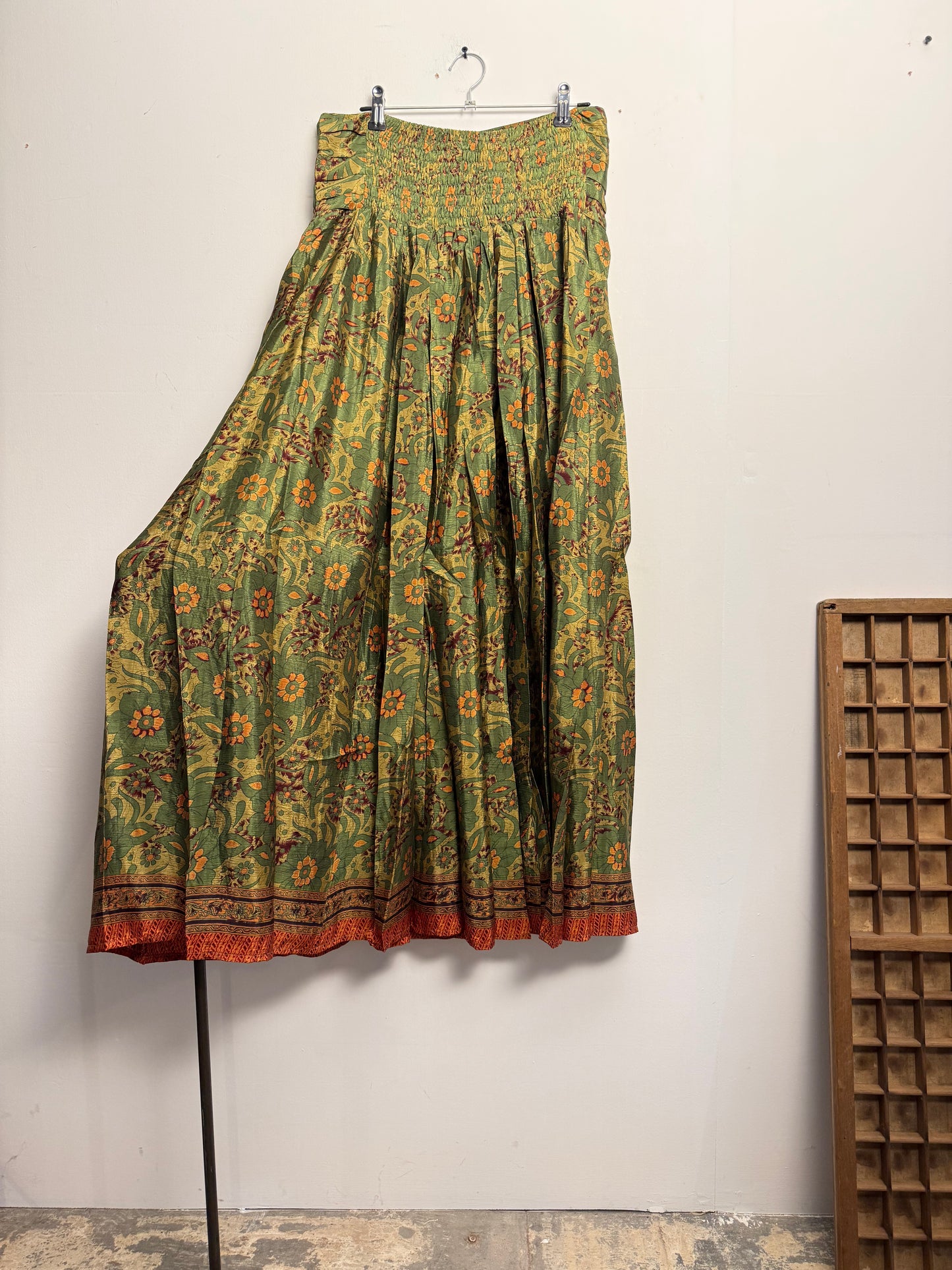 Vintage Saree Silk Pleated Skirt