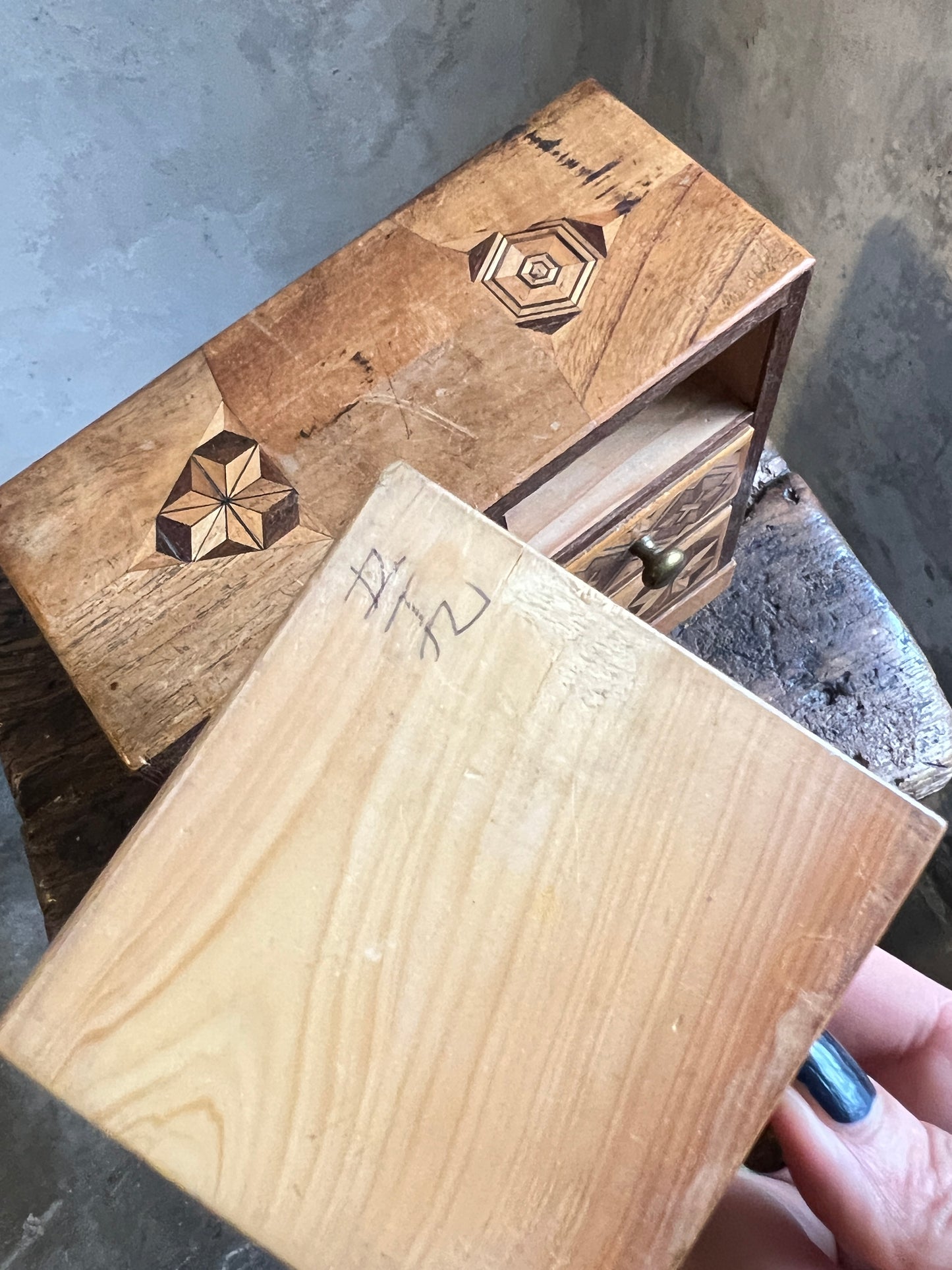 A Japanese Parquetry Specimen Table-top Miniature Chest