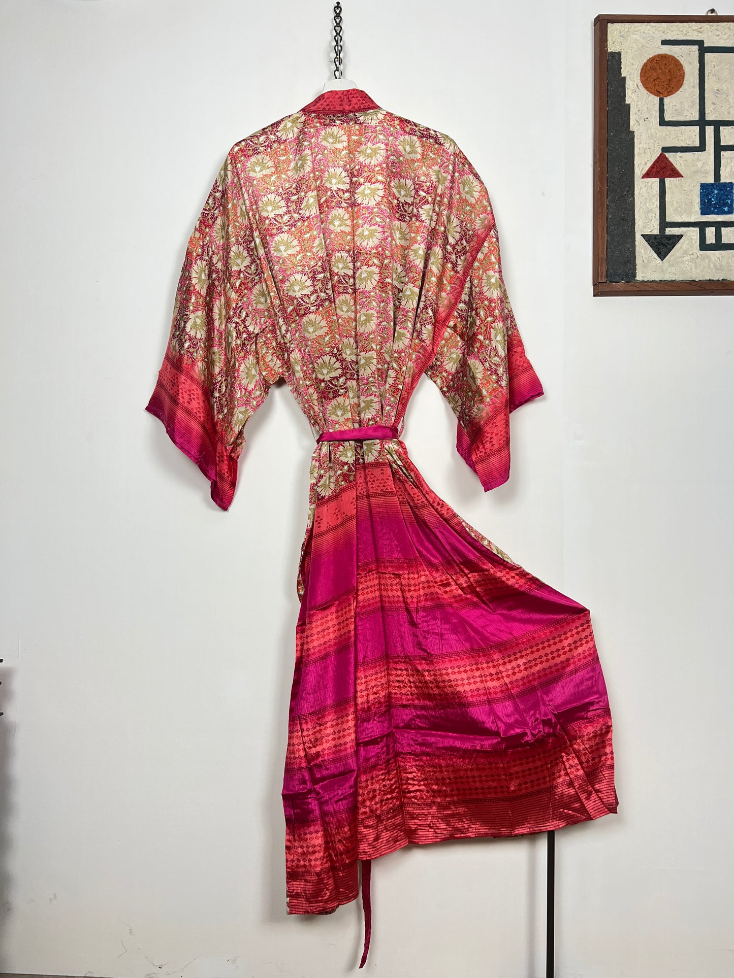 Vintage Saree Silk Kimono / Duster - Long - Wider Unisex Fit