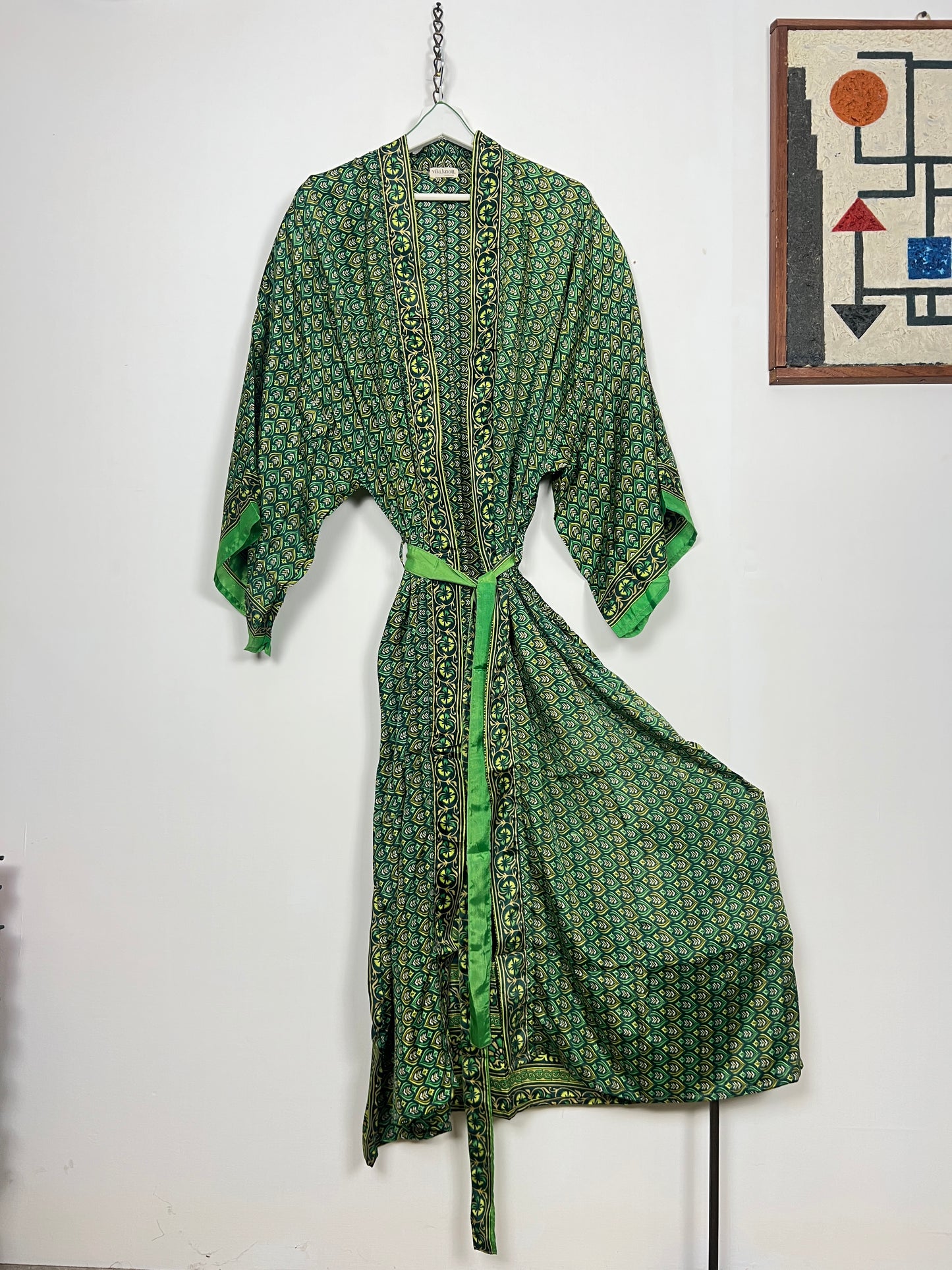 Vintage Saree Silk Kimono / Duster - Long - Wider Unisex Fit
