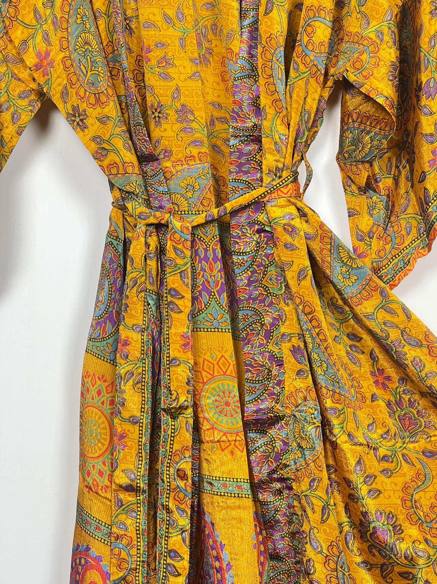 Vintage Saree Silk Kimono / Duster - Long - Wider Unisex Fit