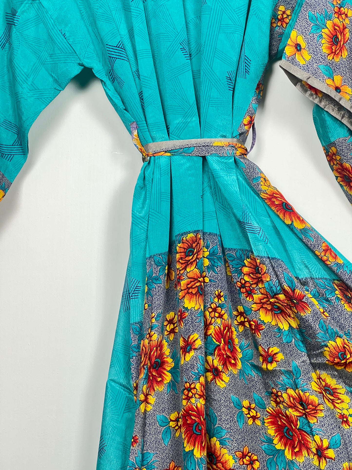 Vintage Saree Silk Kimono / Duster - Long - Wider Unisex Fit