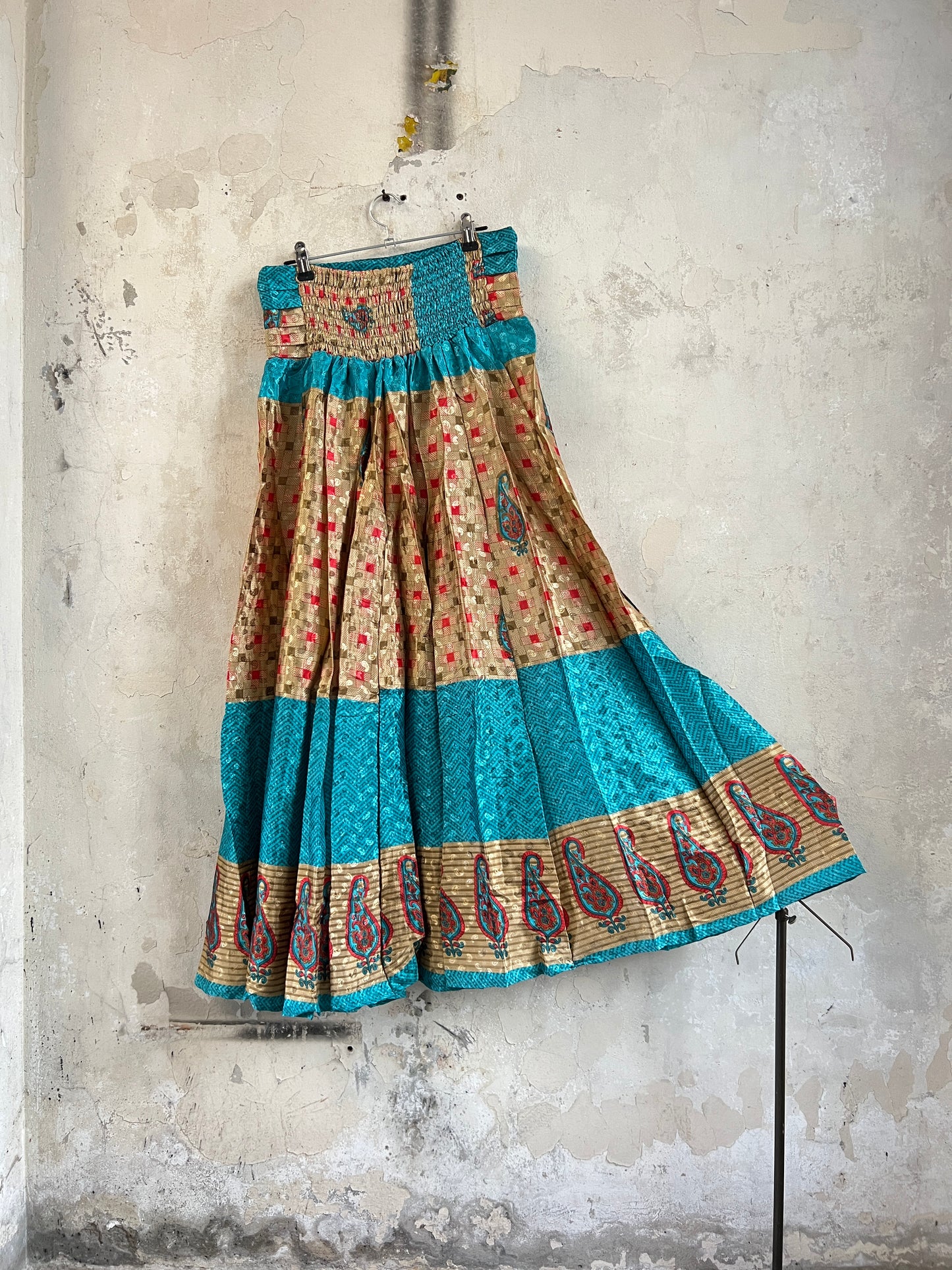 Vintage Saree Silk Pleated Skirt