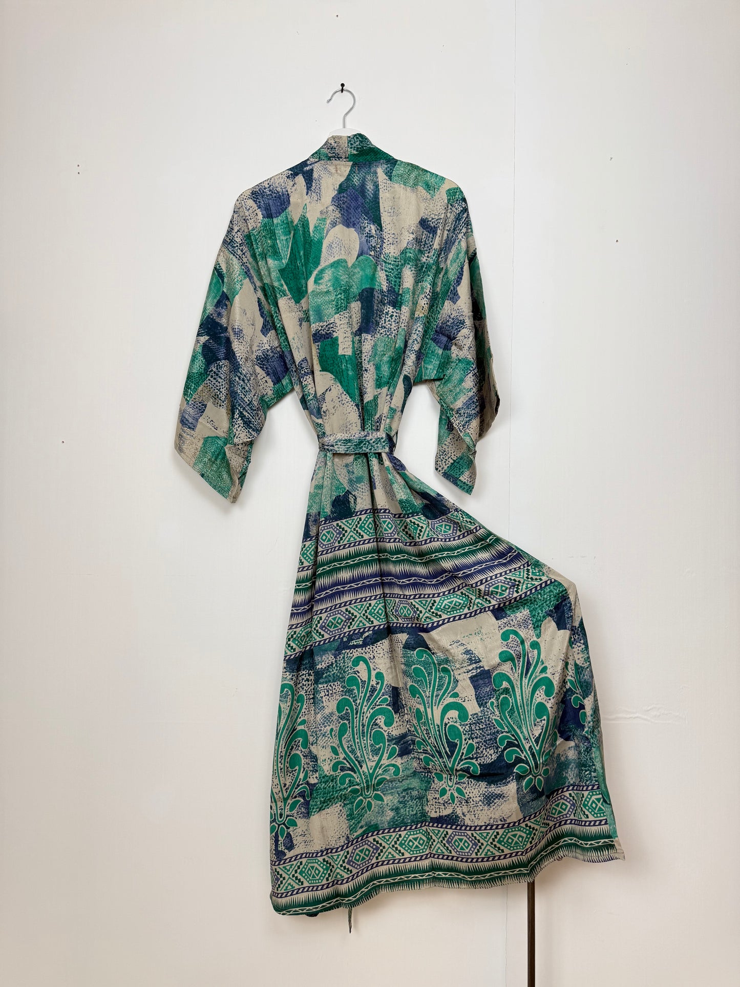 Vintage Saree Silk Kimono / Duster - Long