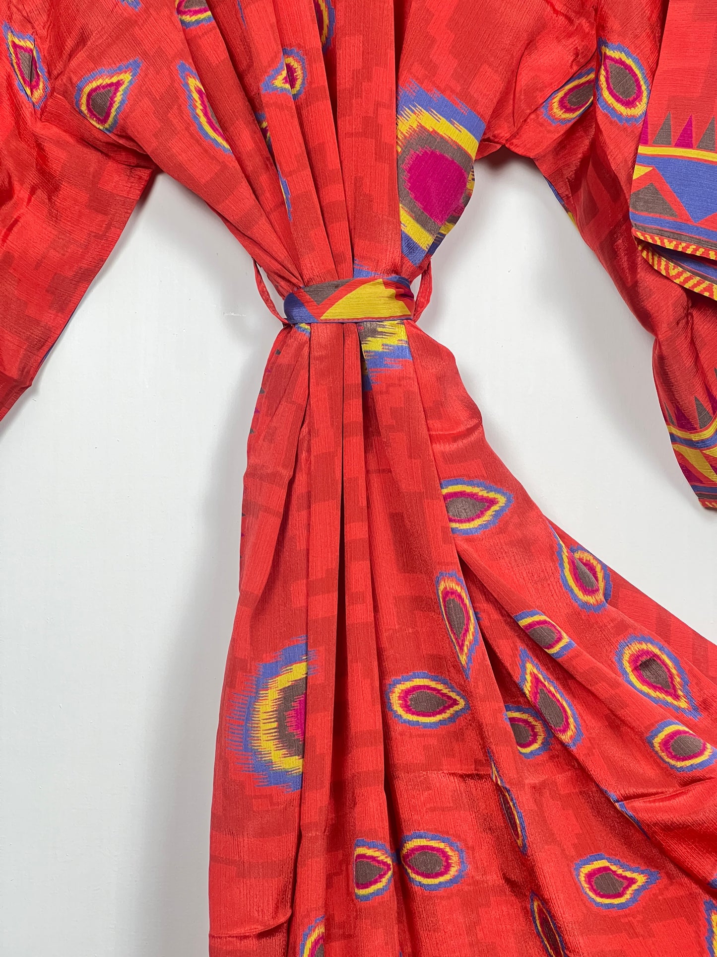 Vintage Saree Silk Kimono / Duster - Long - Wider Unisex Fit