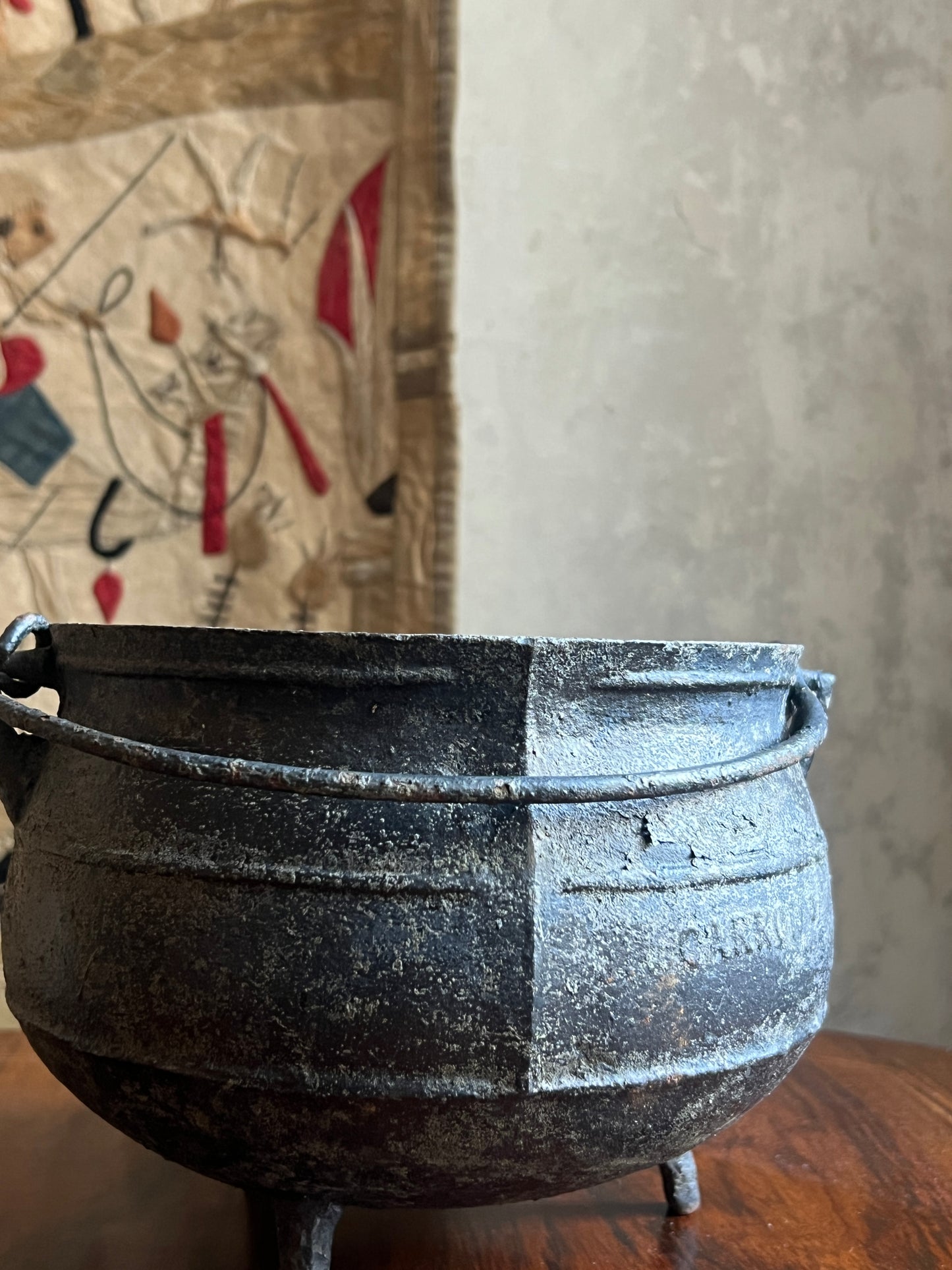 A Diminutive Vernacular Cast Iron Cauldron ~ 19thC Scottish