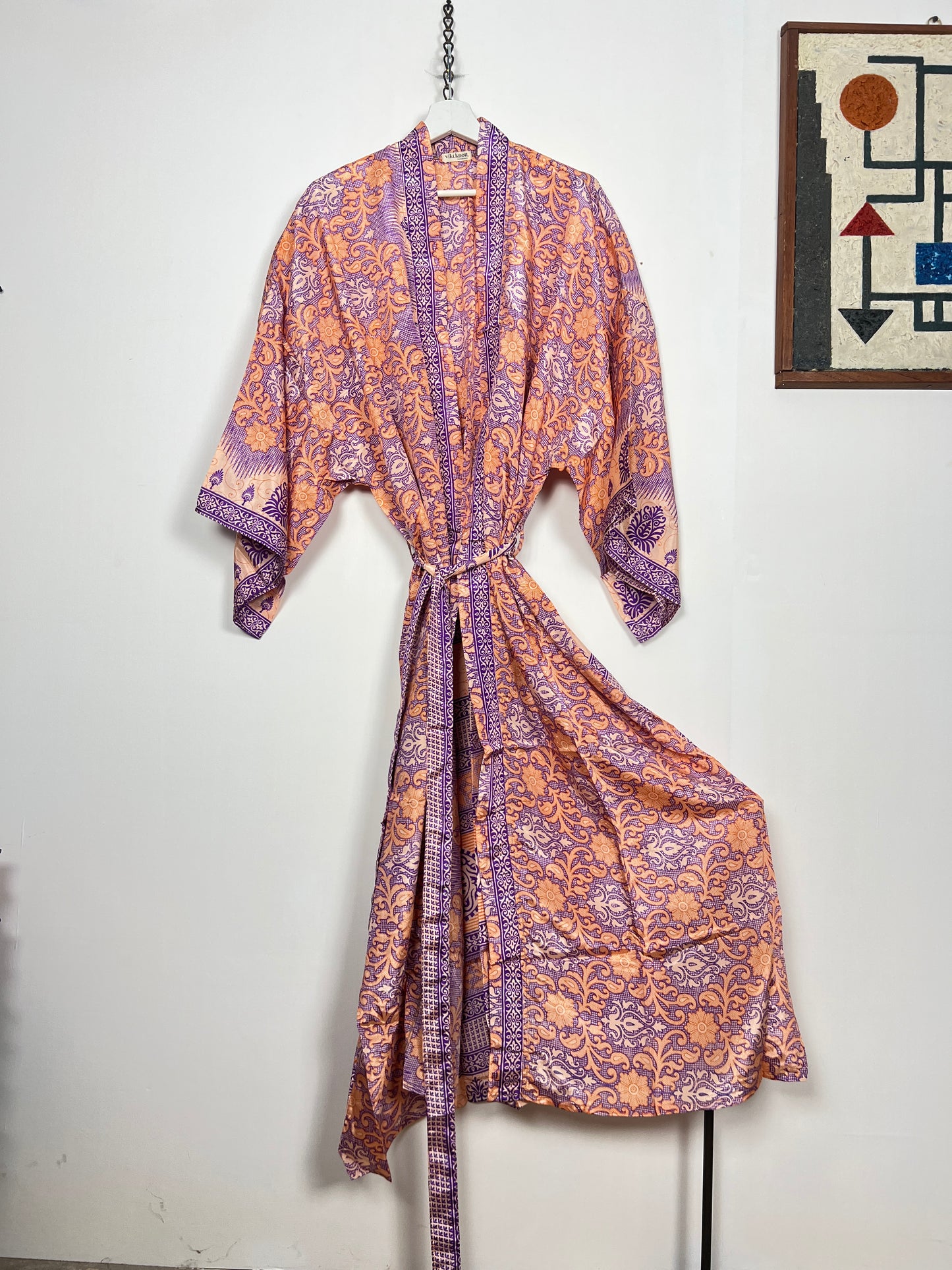 Vintage Saree Silk Kimono / Duster - Long - Wider Unisex Fit