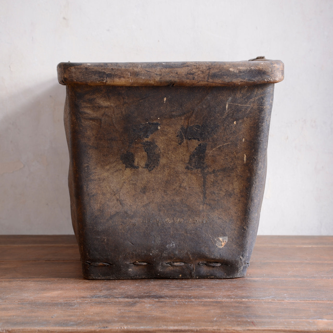 19th Century Buffalo Rawhide Mill Bucket - No 40