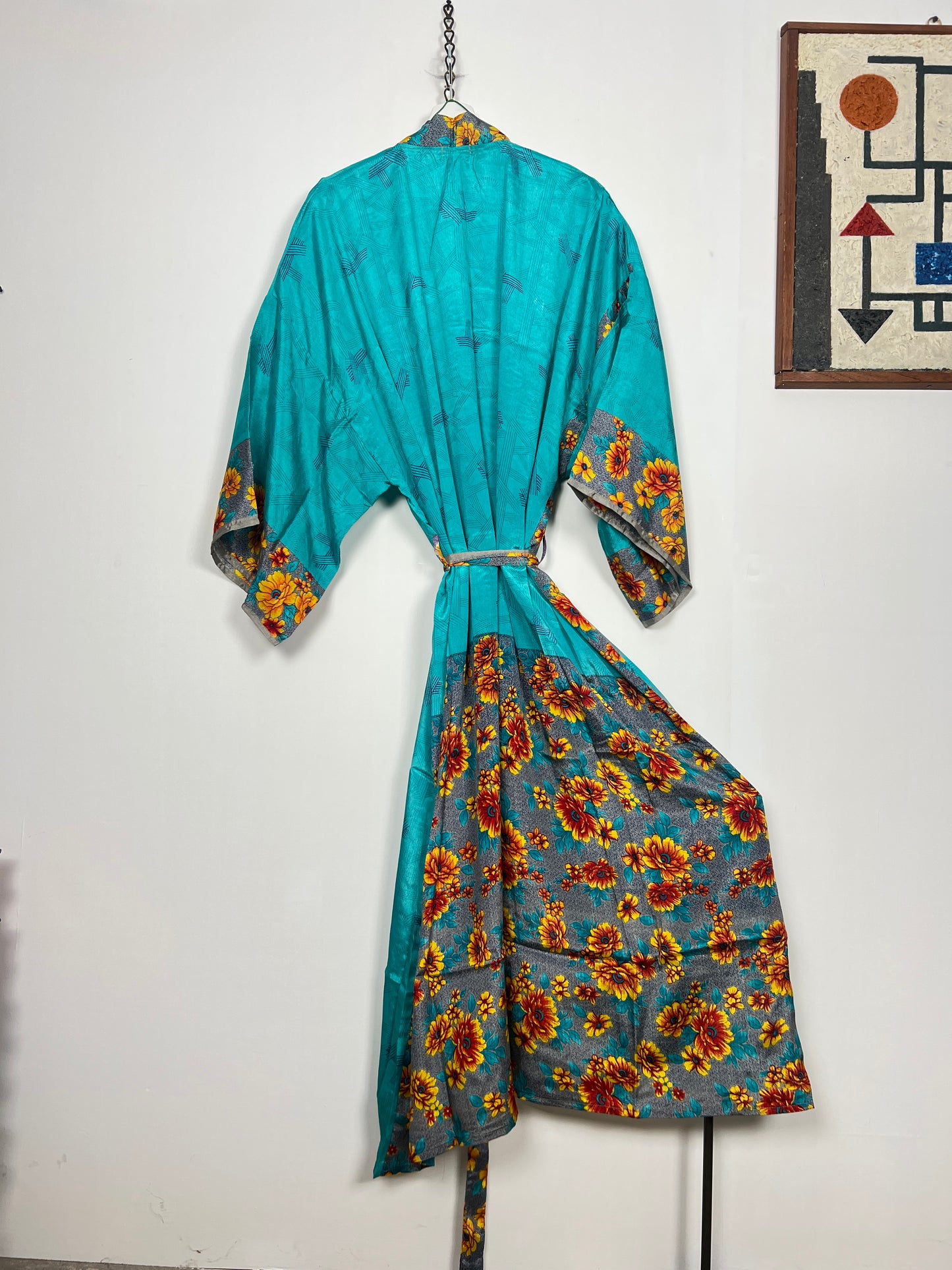 Vintage Saree Silk Kimono / Duster - Long - Wider Unisex Fit