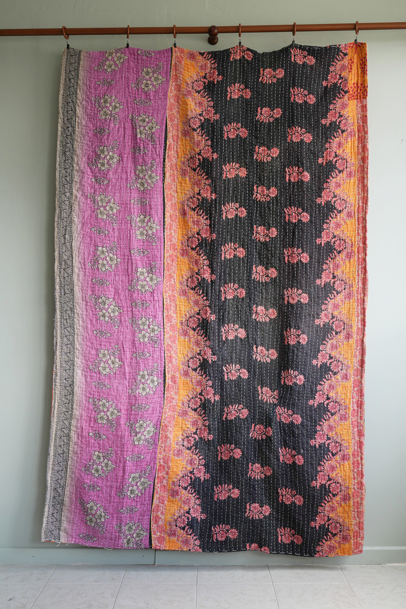 A Unique Vintage Cotton Kantha Quilt ~ 050