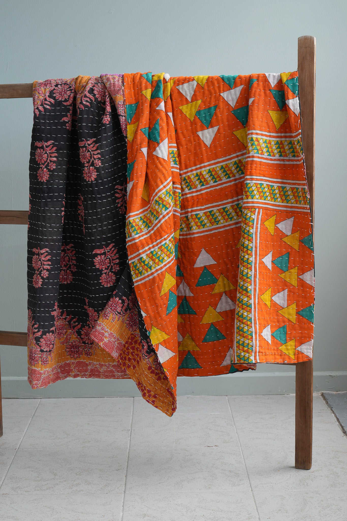 A Unique Vintage Cotton Kantha Quilt ~ 050