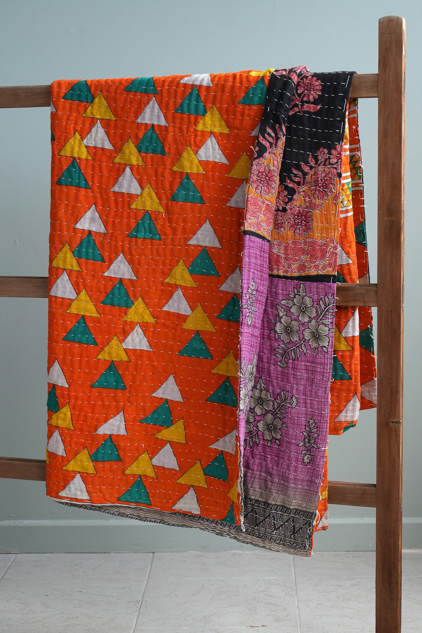 A Unique Vintage Cotton Kantha Quilt ~ 050