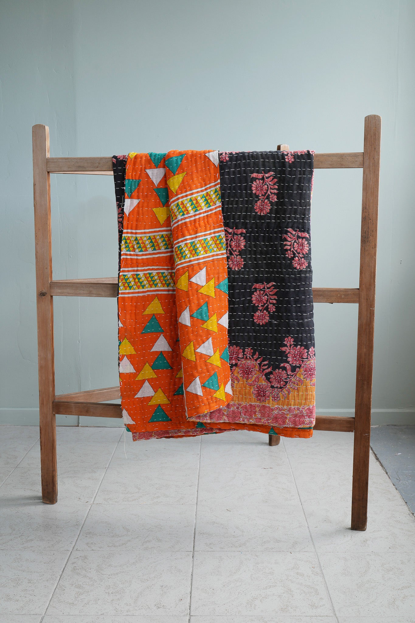 A Unique Vintage Cotton Kantha Quilt ~ 050