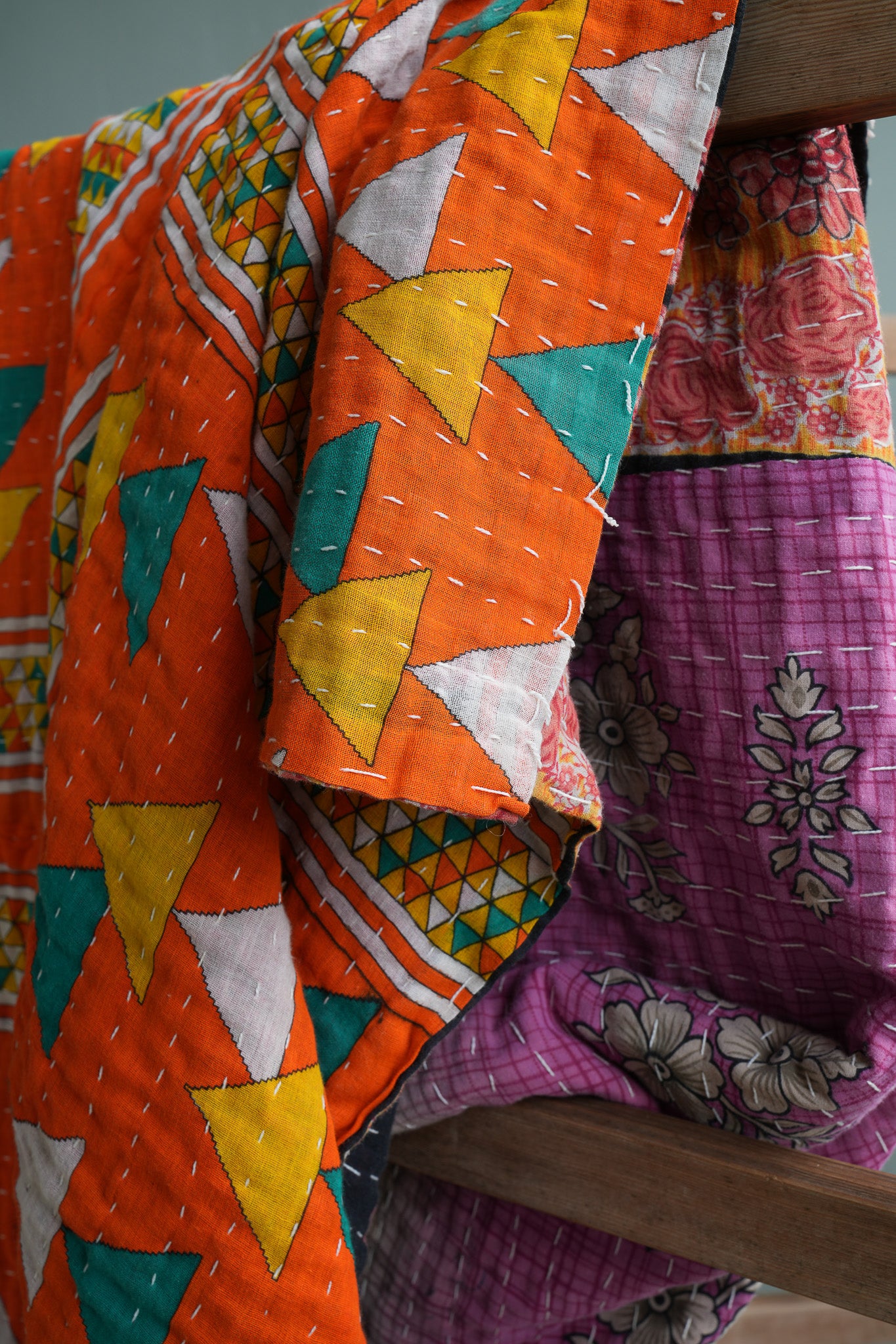 A Unique Vintage Cotton Kantha Quilt ~ 050