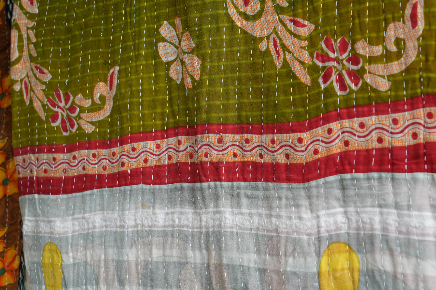 A Unique Vintage Cotton Kantha Quilt ~ 052