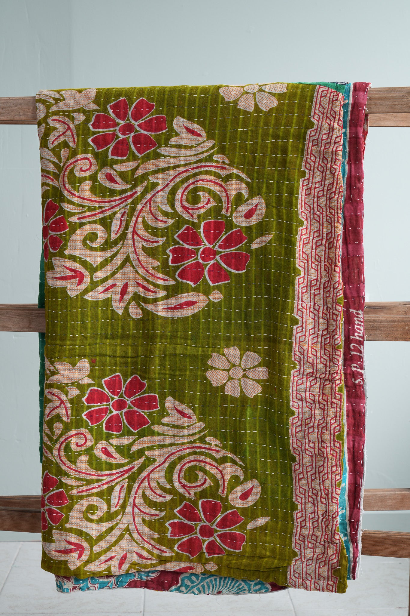 A Unique Vintage Cotton Kantha Quilt ~ 052