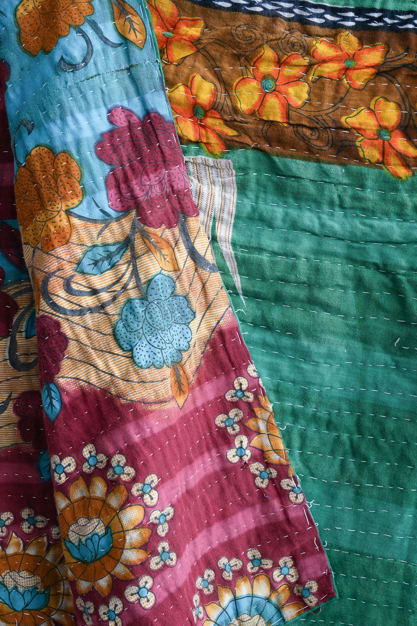 A Unique Vintage Cotton Kantha Quilt ~ 052