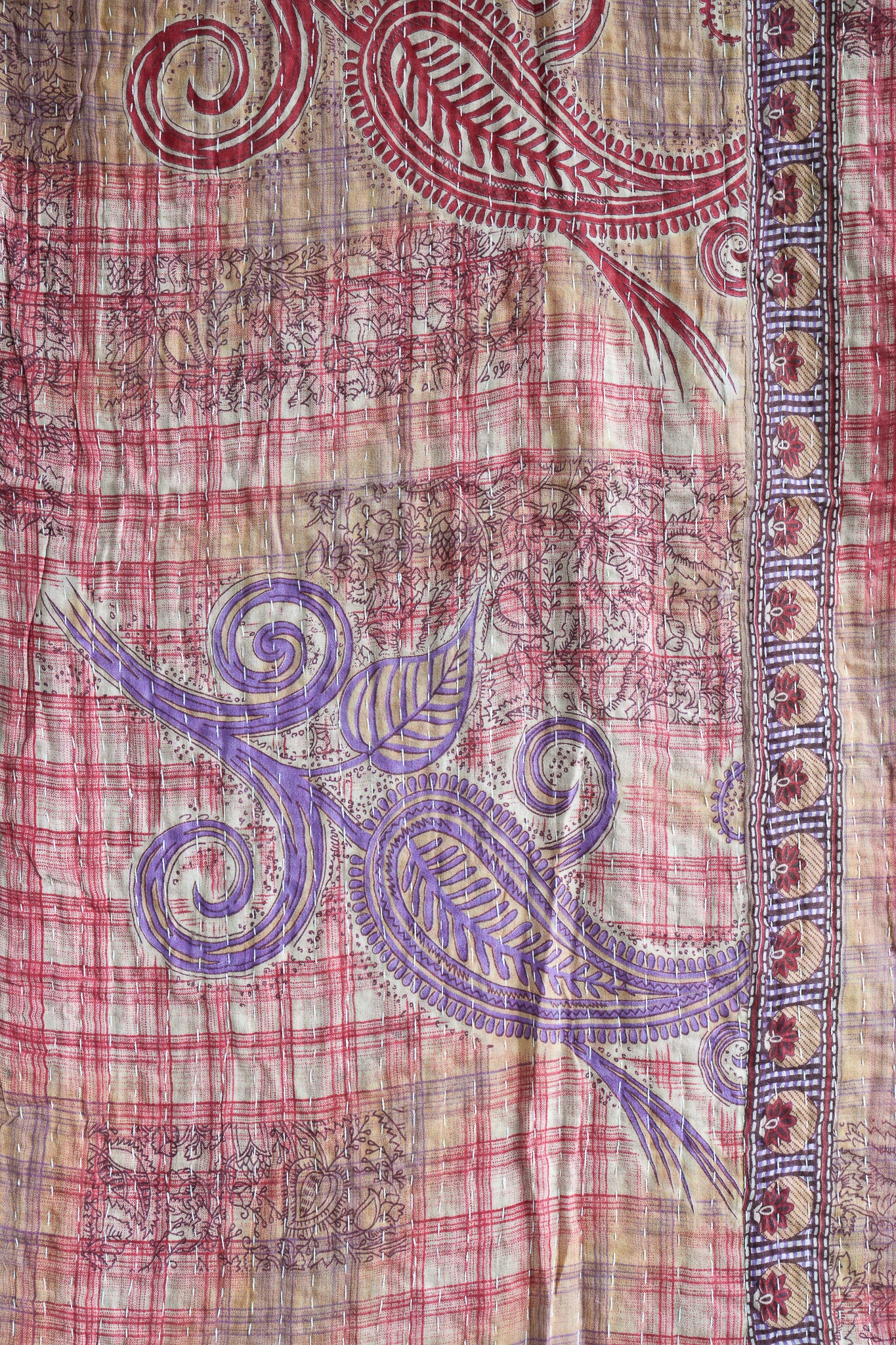 A Unique Vintage Cotton Kantha Quilt ~ 053