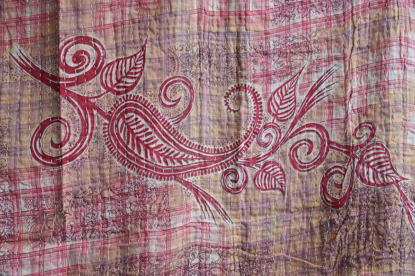 A Unique Vintage Cotton Kantha Quilt ~ 053