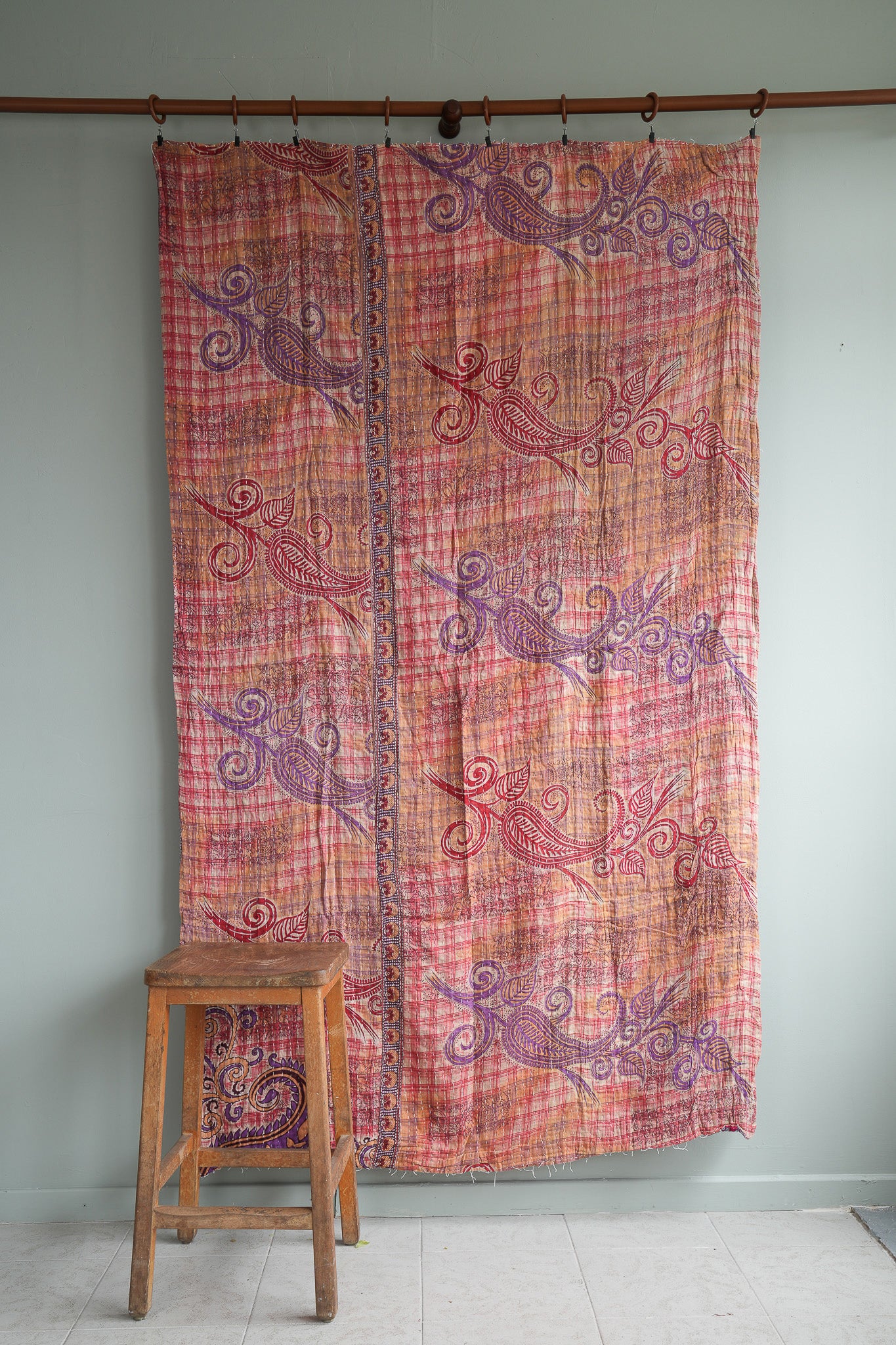 A Unique Vintage Cotton Kantha Quilt ~ 053