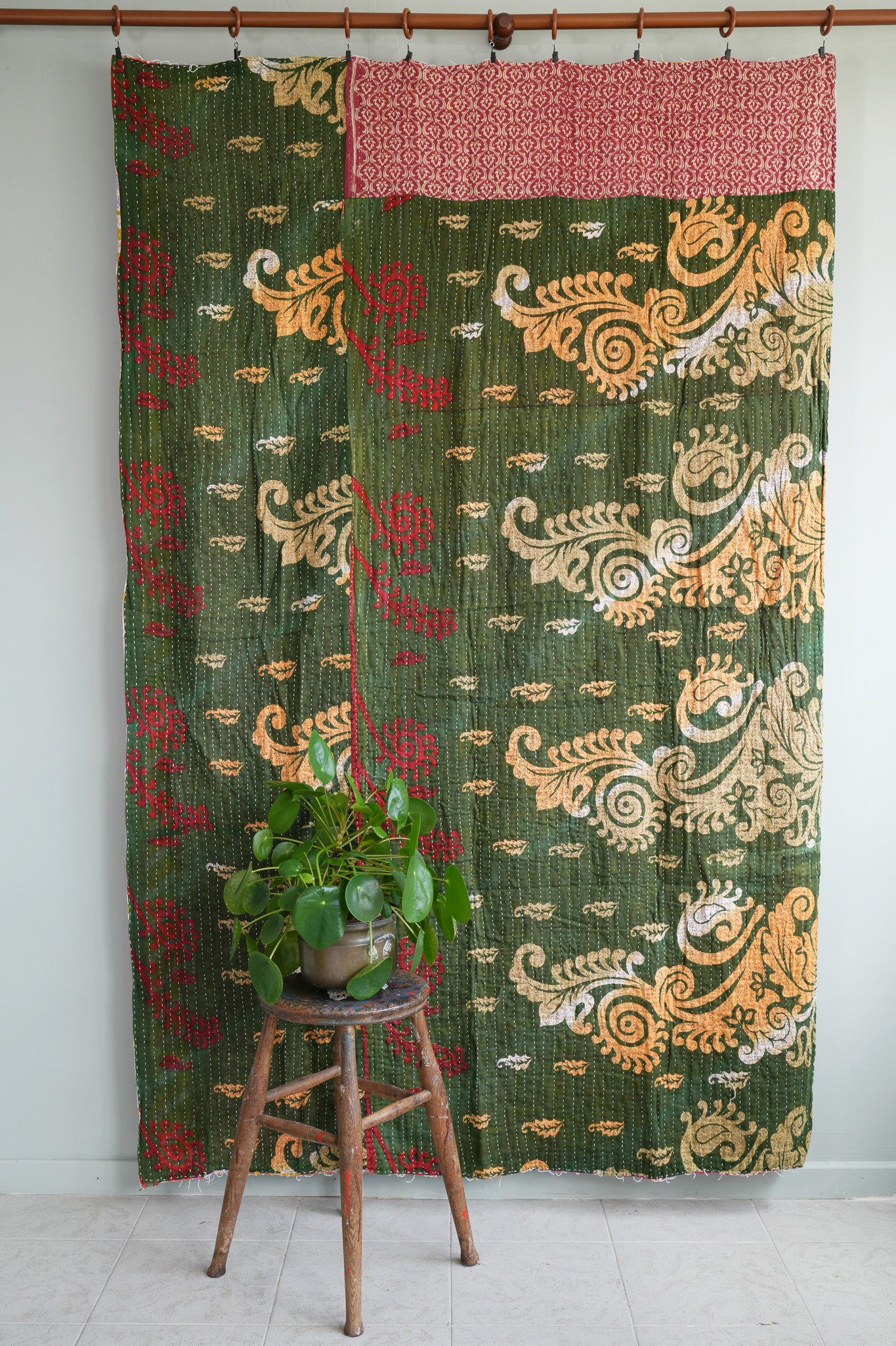 A Unique Vintage Cotton Kantha Quilt ~ 056