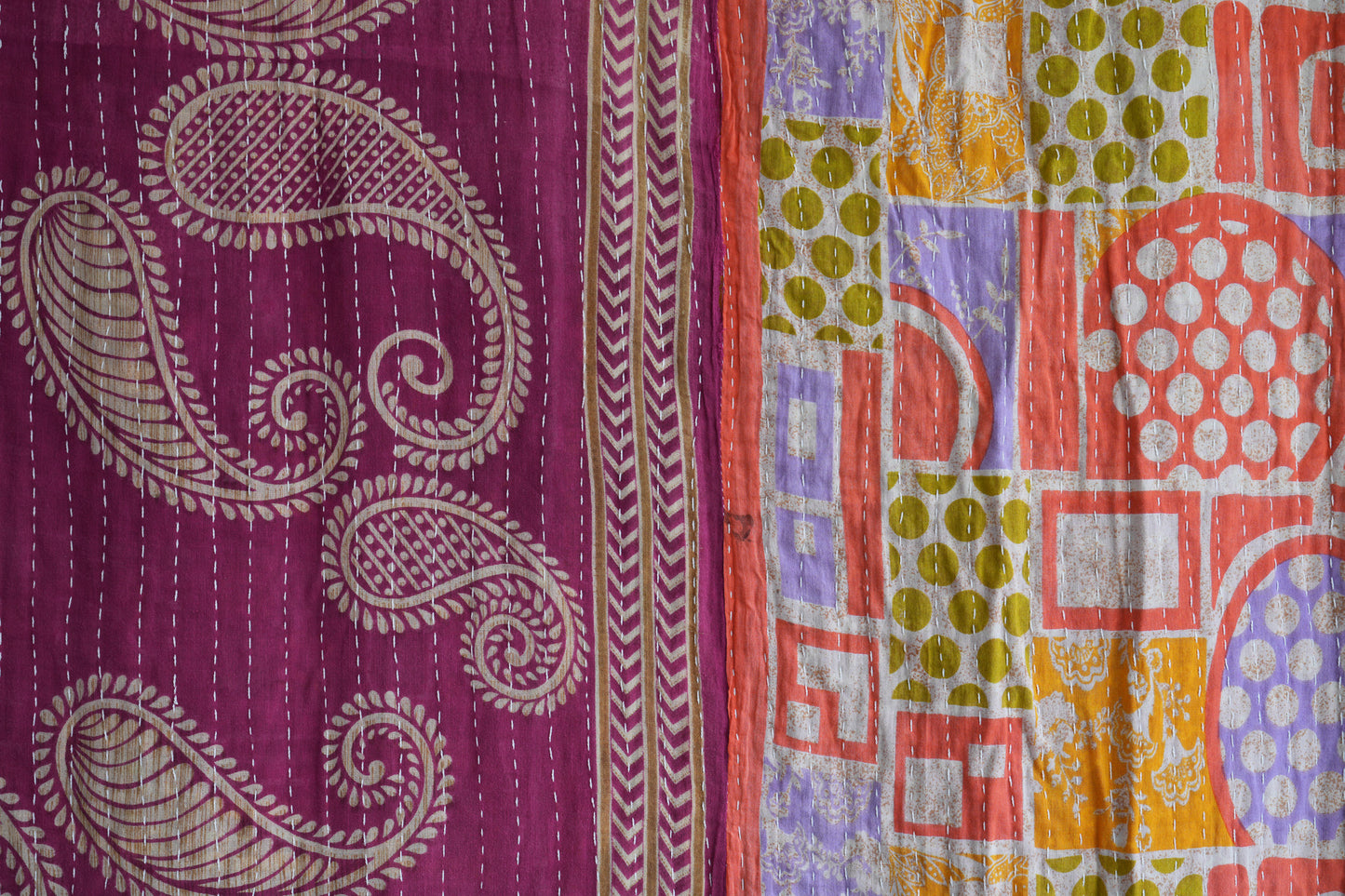 A Unique Vintage Cotton Kantha Quilt ~ 056