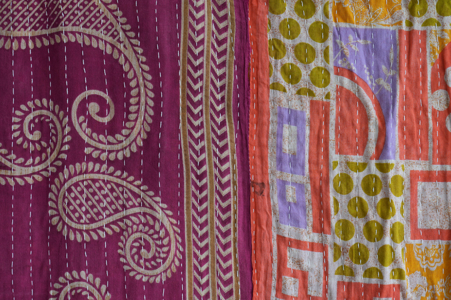 A Unique Vintage Cotton Kantha Quilt ~ 056