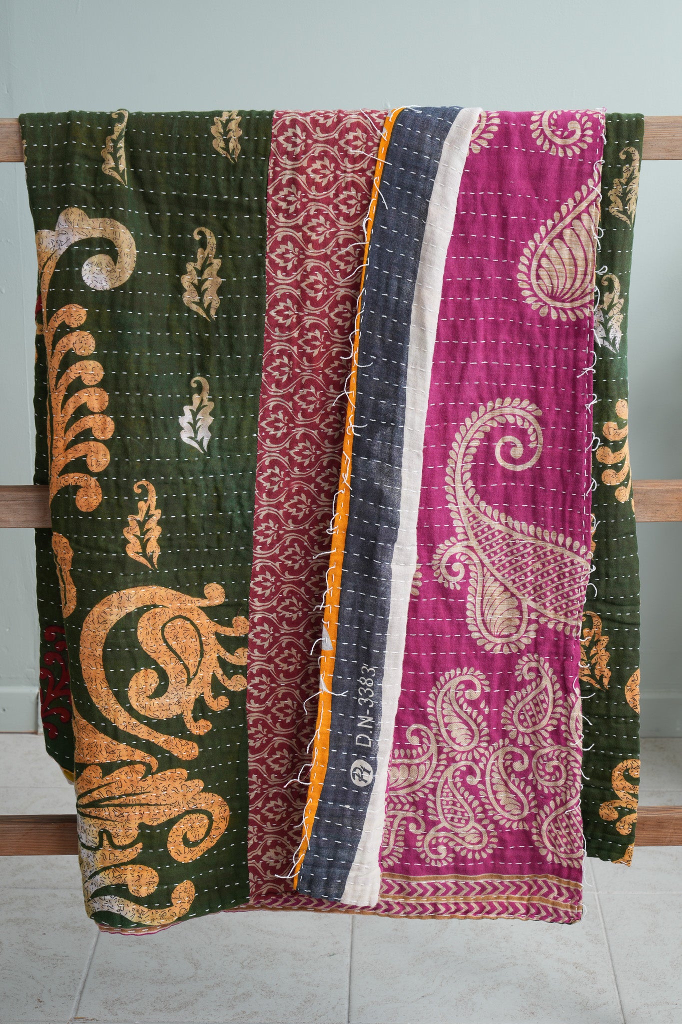 A Unique Vintage Cotton Kantha Quilt ~ 056