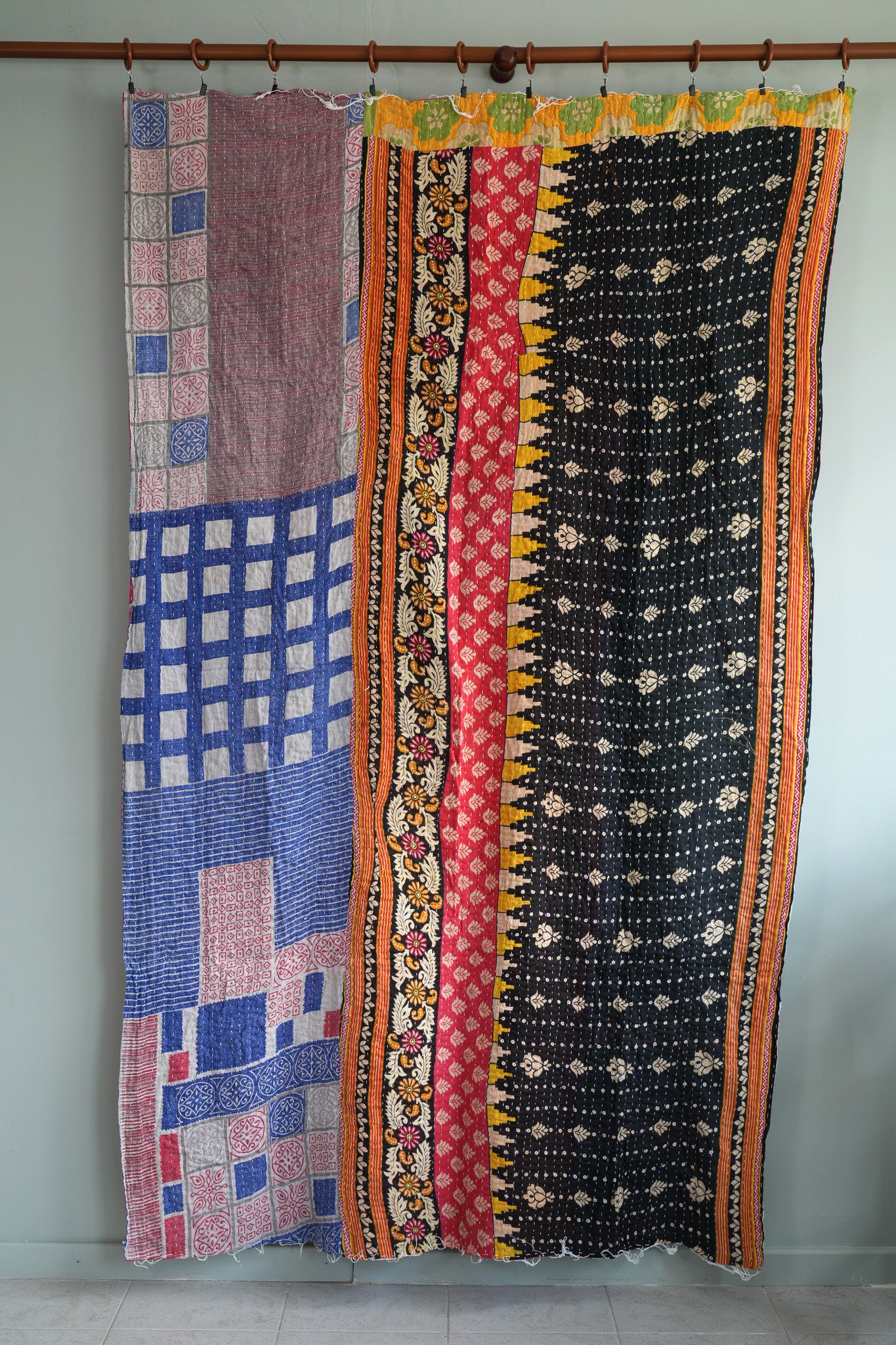 A Unique Vintage Cotton Kantha Quilt ~ 059