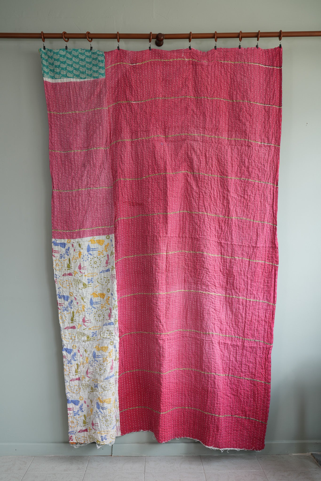 A Unique Vintage Cotton Kantha Quilt ~ 059