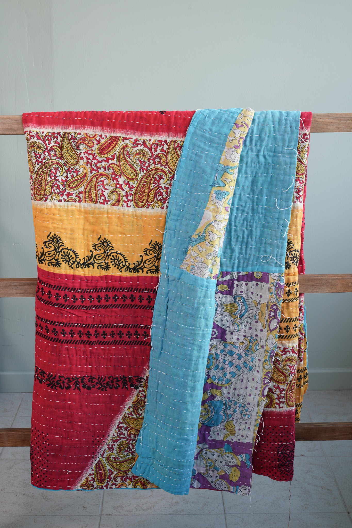 A Unique Vintage Cotton Kantha Quilt ~ 065