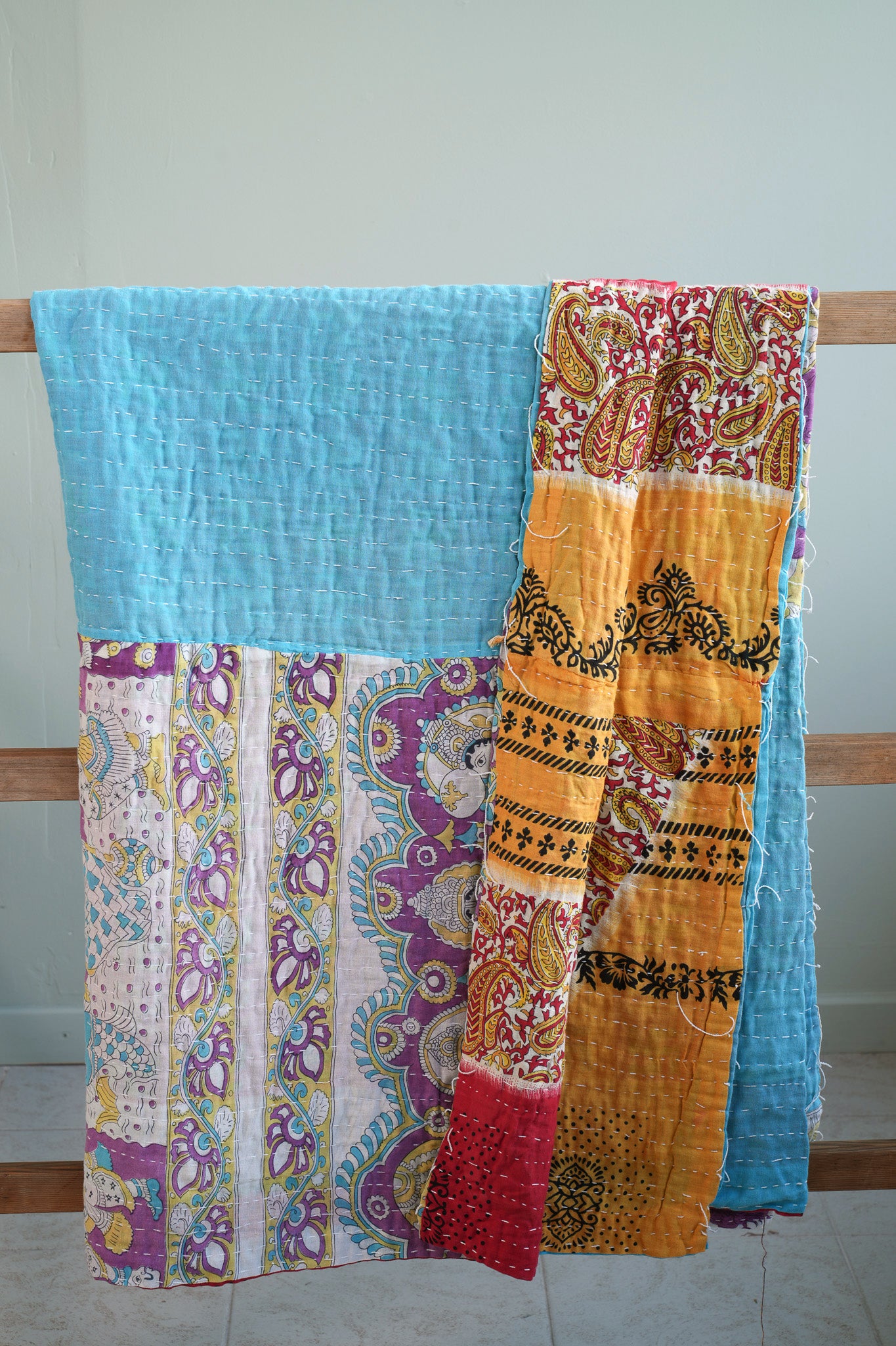 A Unique Vintage Cotton Kantha Quilt ~ 065