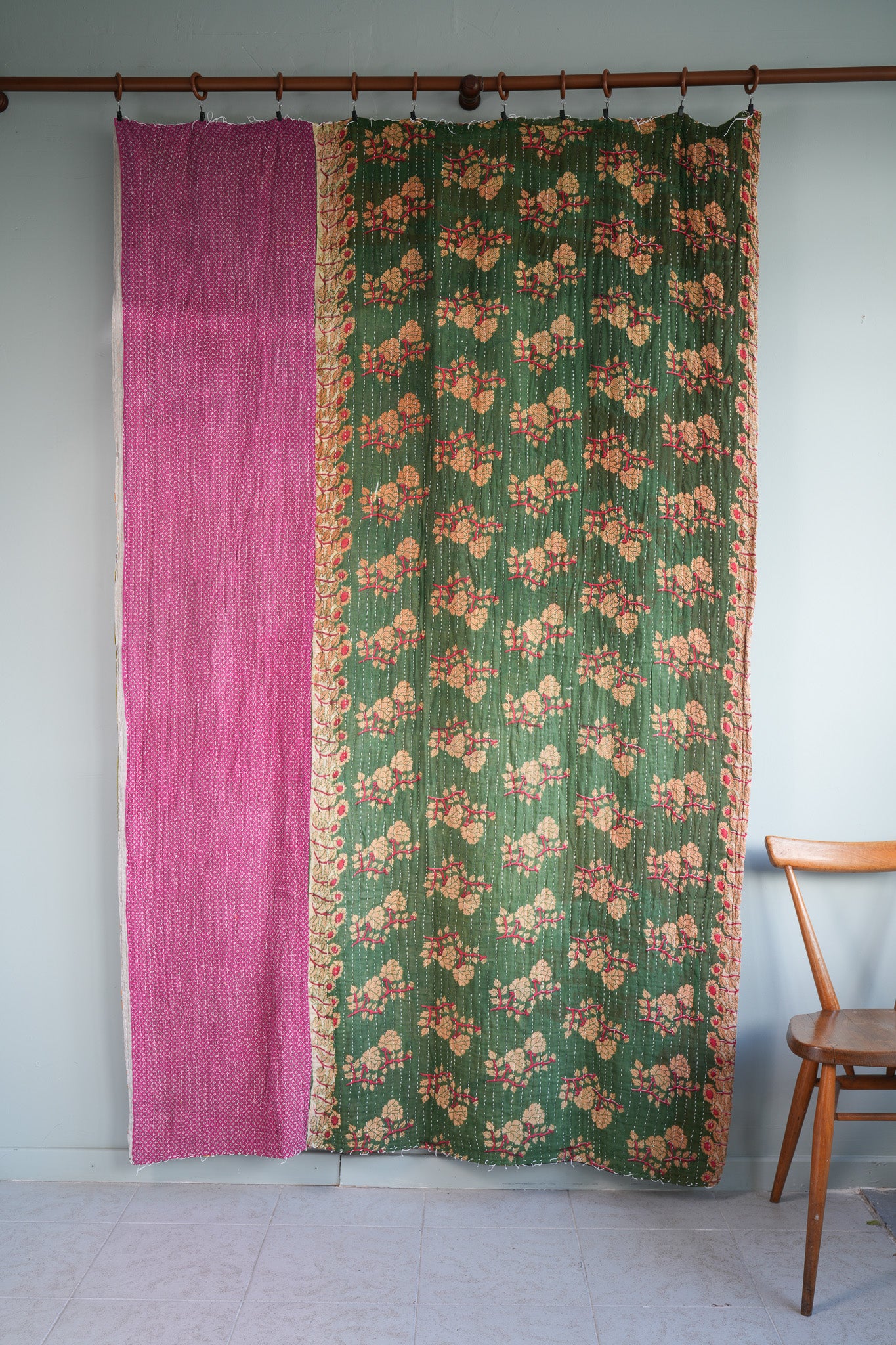 A Unique Vintage Cotton Kantha Quilt ~ 067