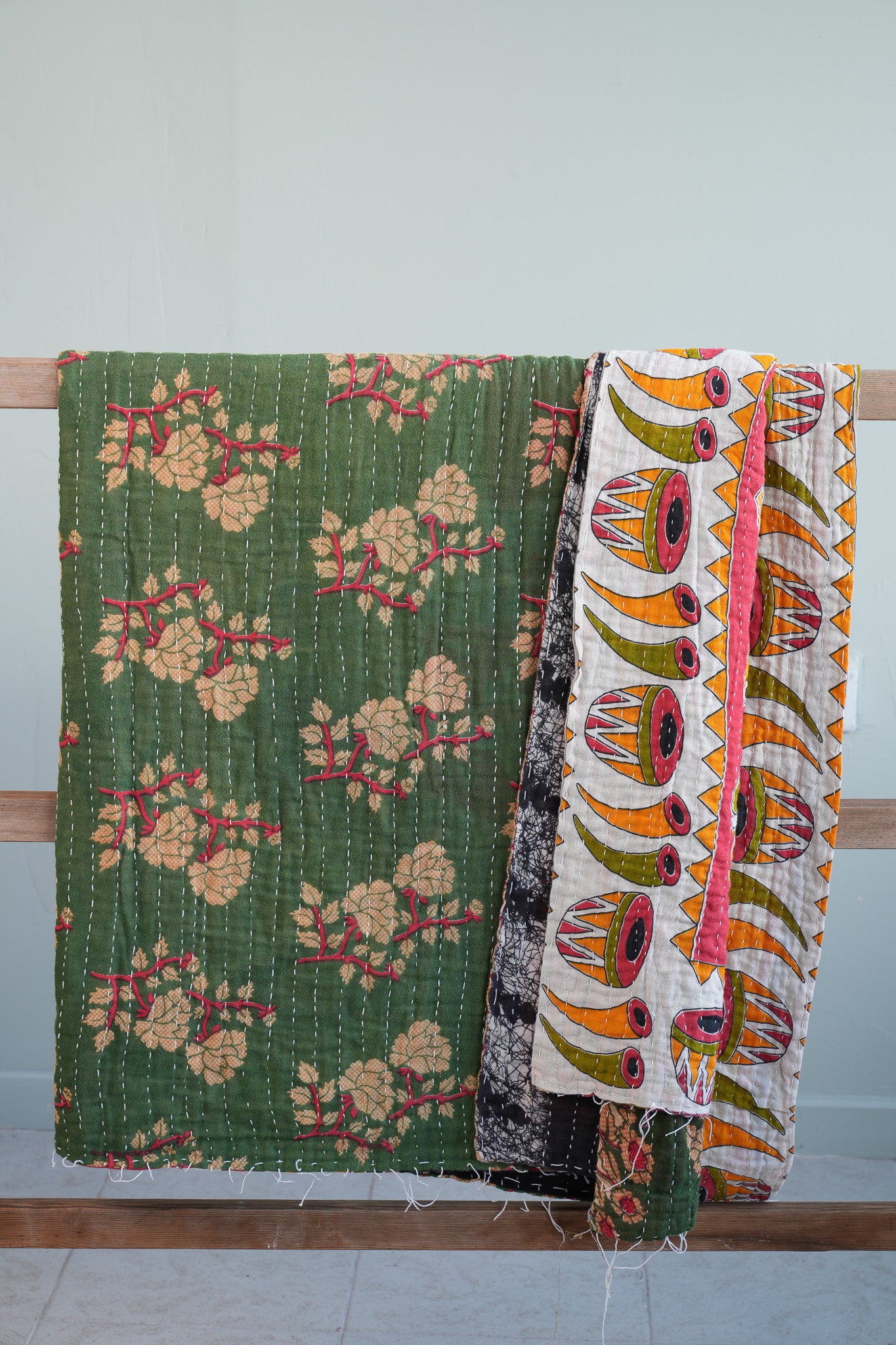 A Unique Vintage Cotton Kantha Quilt ~ 067