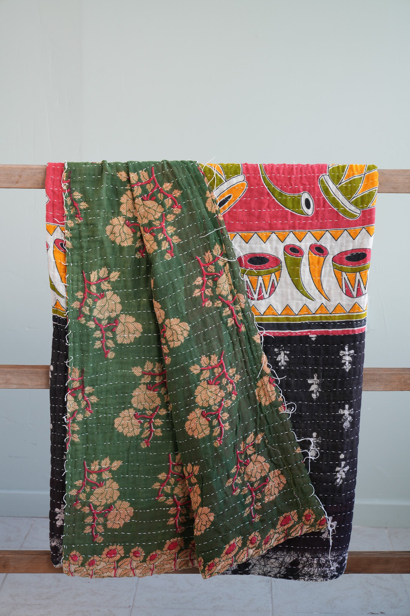 A Unique Vintage Cotton Kantha Quilt ~ 067