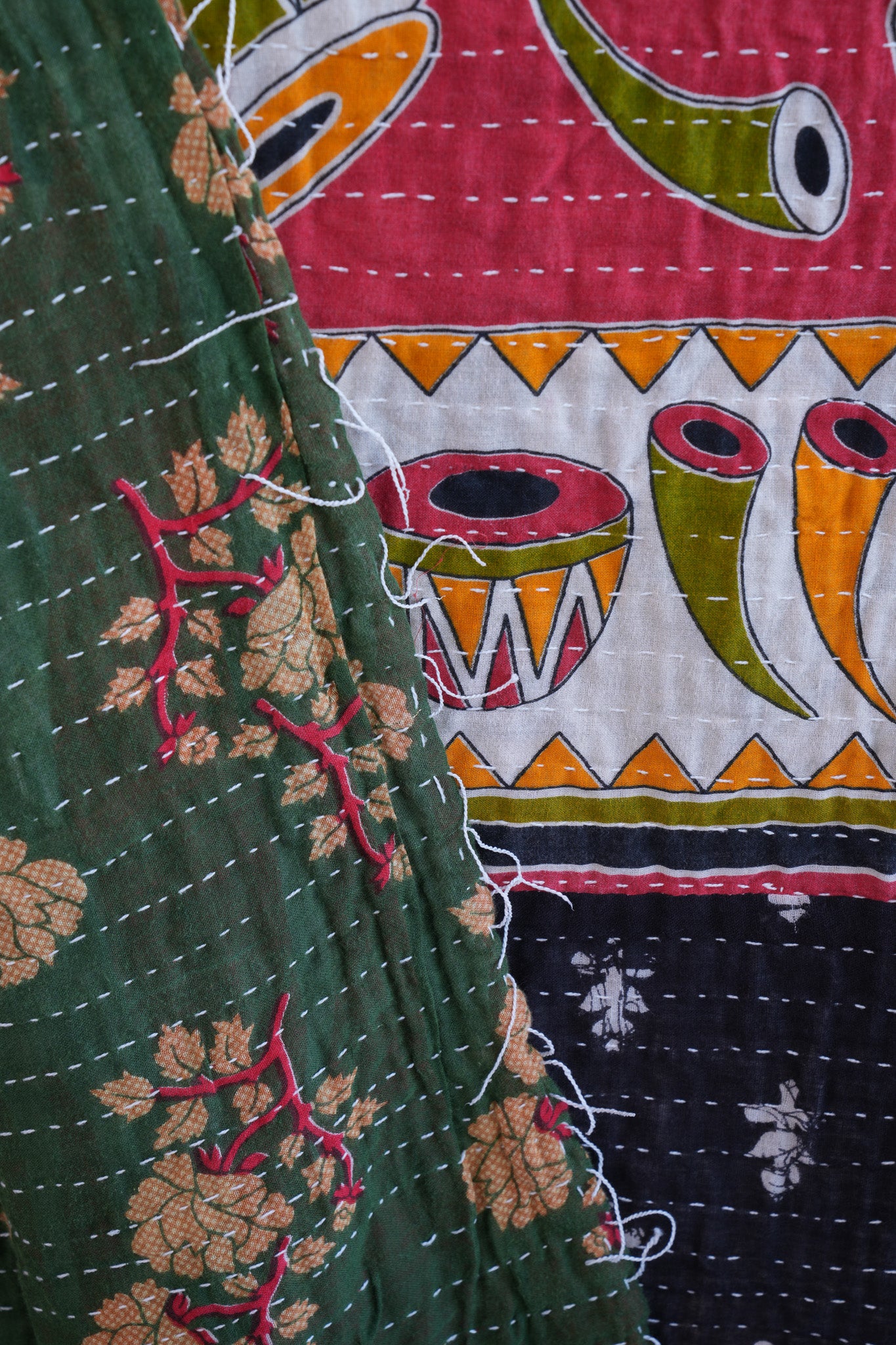 A Unique Vintage Cotton Kantha Quilt ~ 067