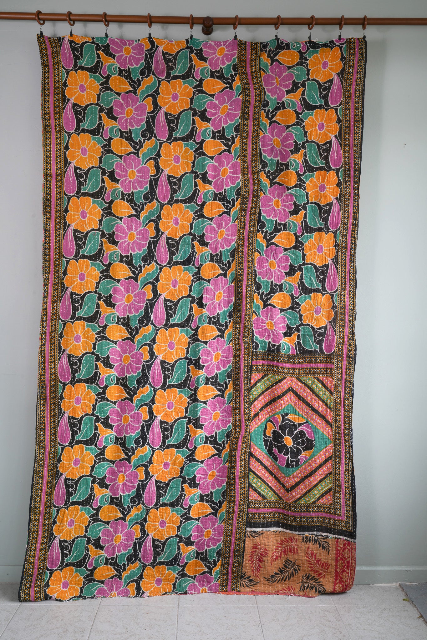 A Unique Vintage Cotton Kantha Quilt ~ 070