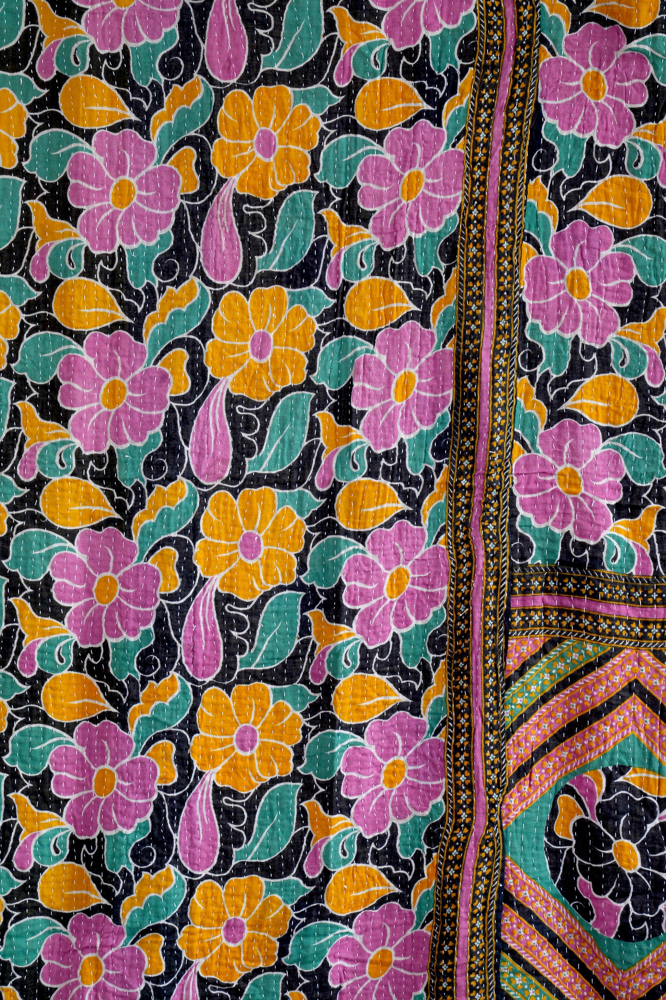 A Unique Vintage Cotton Kantha Quilt ~ 070