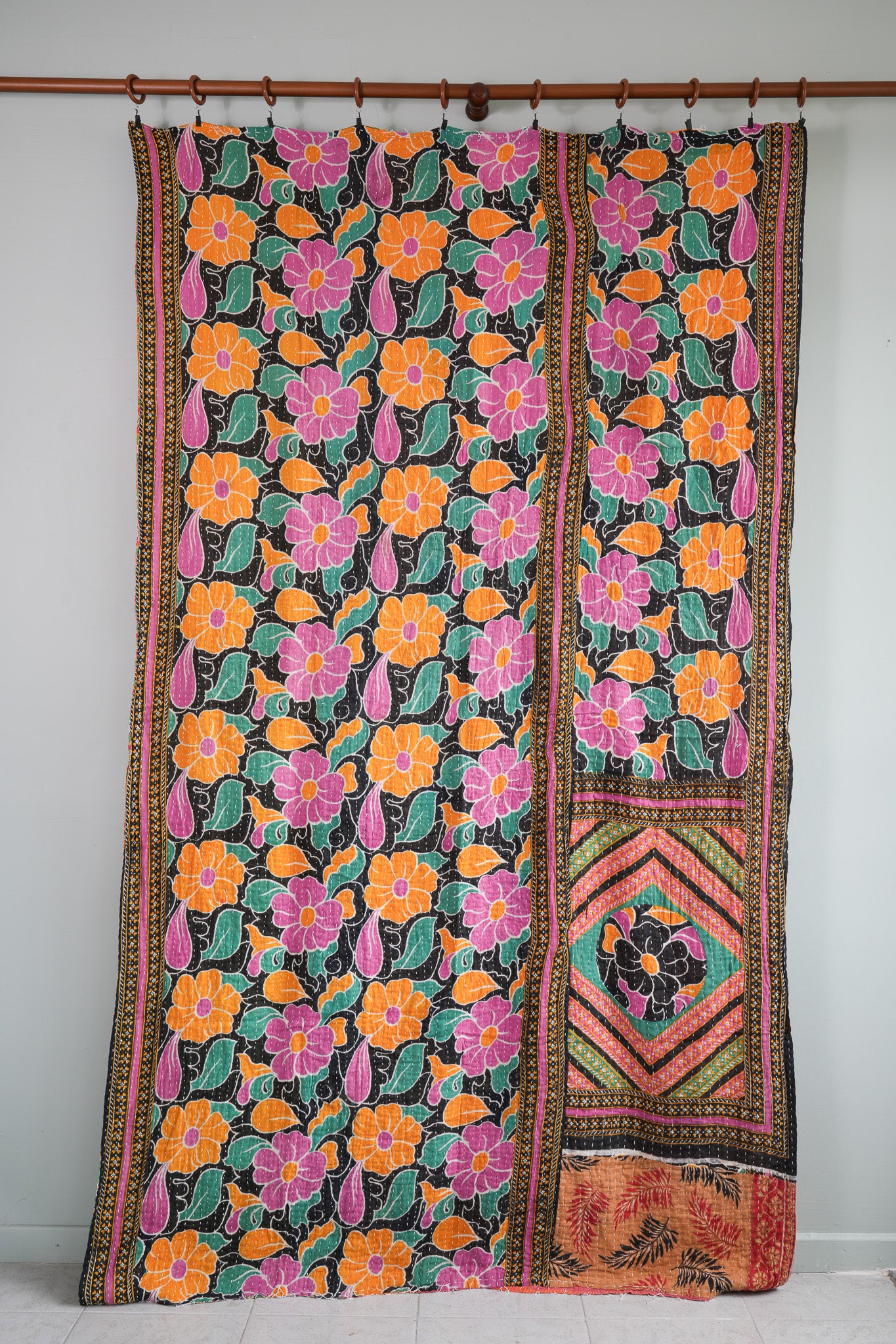 A Unique Vintage Cotton Kantha Quilt ~ 070