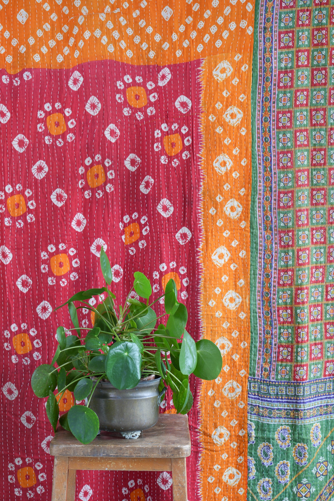 A Unique Vintage Cotton Kantha Quilt ~ 070