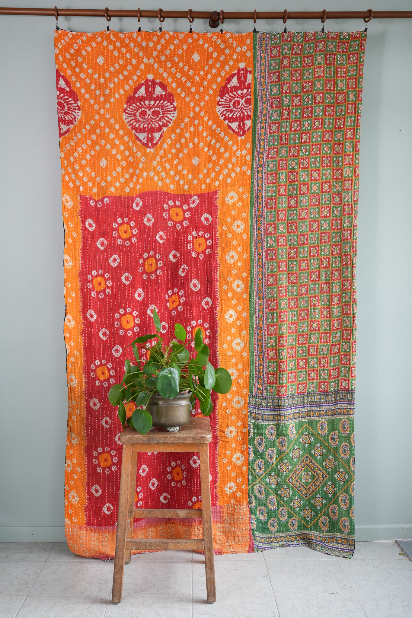 A Unique Vintage Cotton Kantha Quilt ~ 070