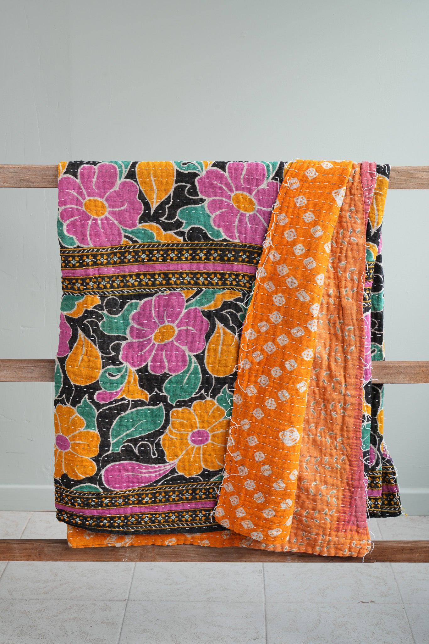 A Unique Vintage Cotton Kantha Quilt ~ 070