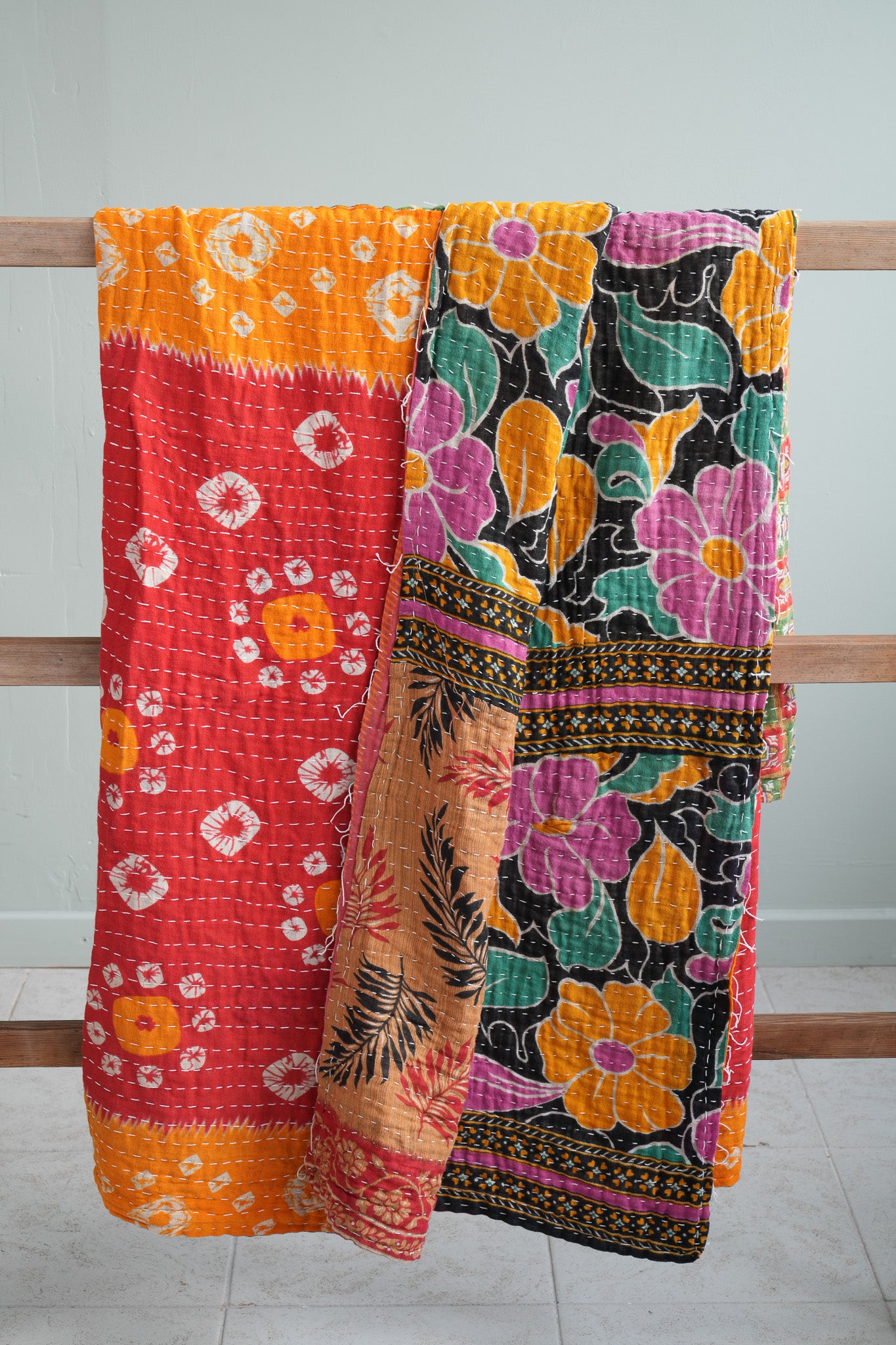 A Unique Vintage Cotton Kantha Quilt ~ 070