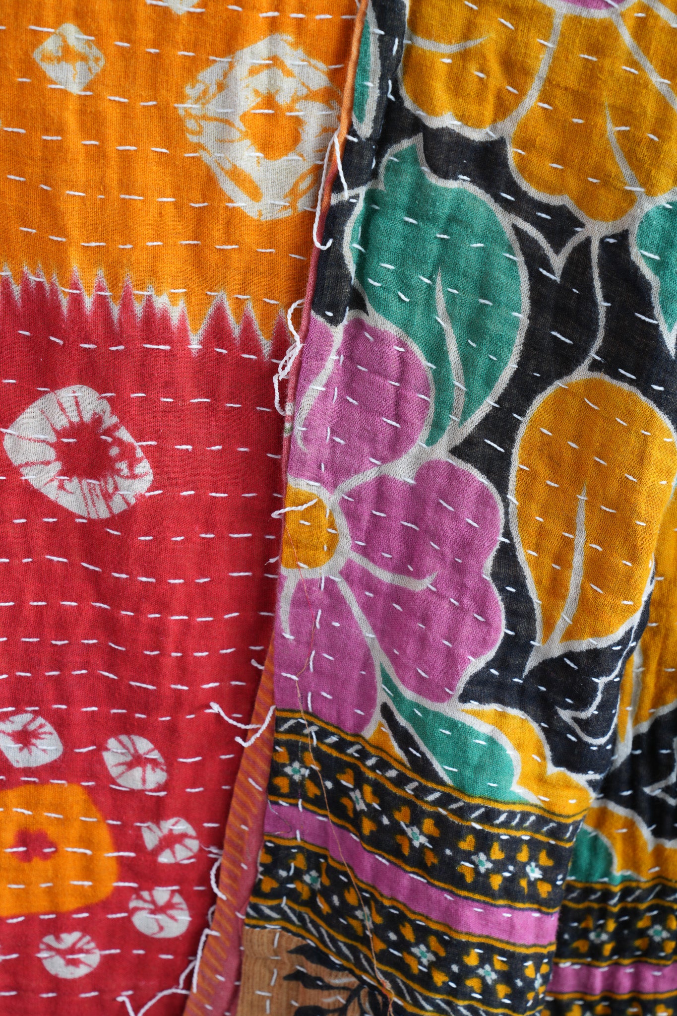 A Unique Vintage Cotton Kantha Quilt ~ 070