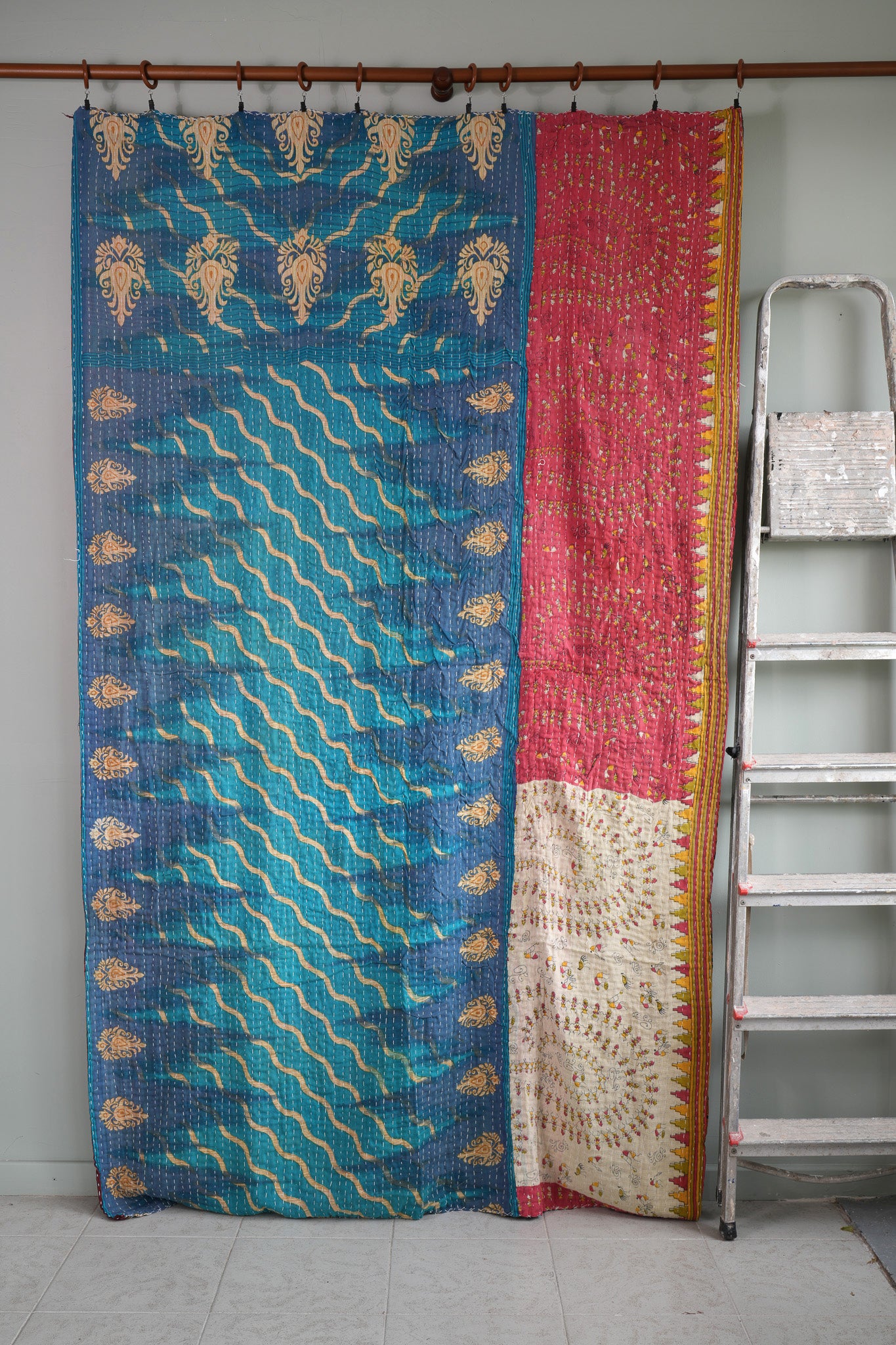 A Unique Vintage Cotton Kantha Quilt ~ 071